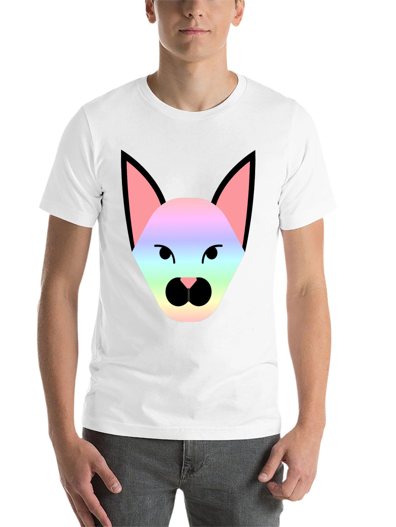 Black Rainbow Cat Graphic Tee - Unisex Black T-Shirt view 14