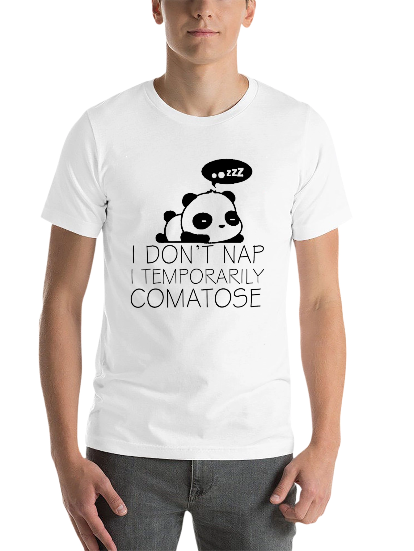 Black Funny Panda "I Don't Nap" Graphic T-Shirt view 14