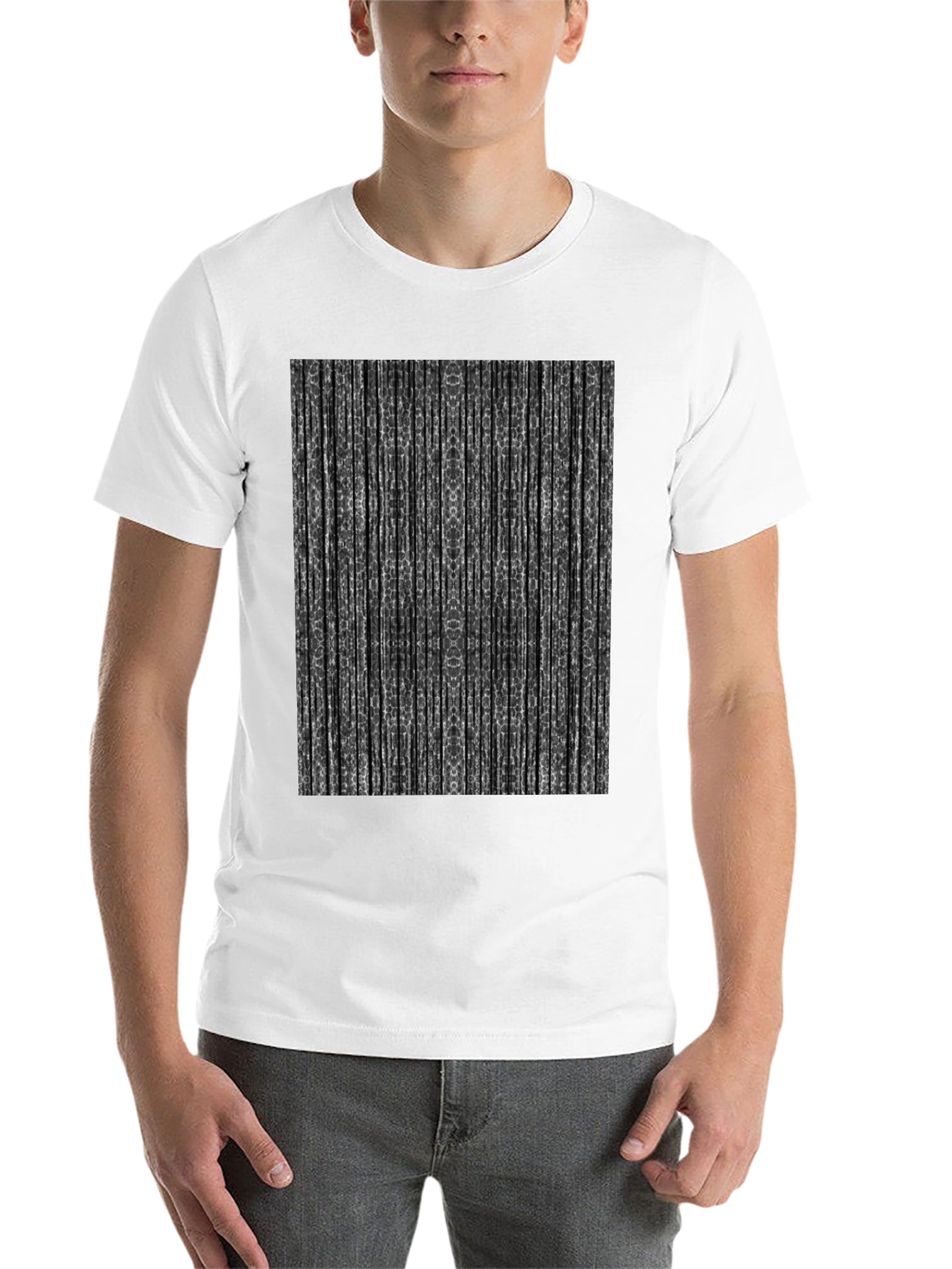 Black Abstract Striped Print Black T-Shirt view 14