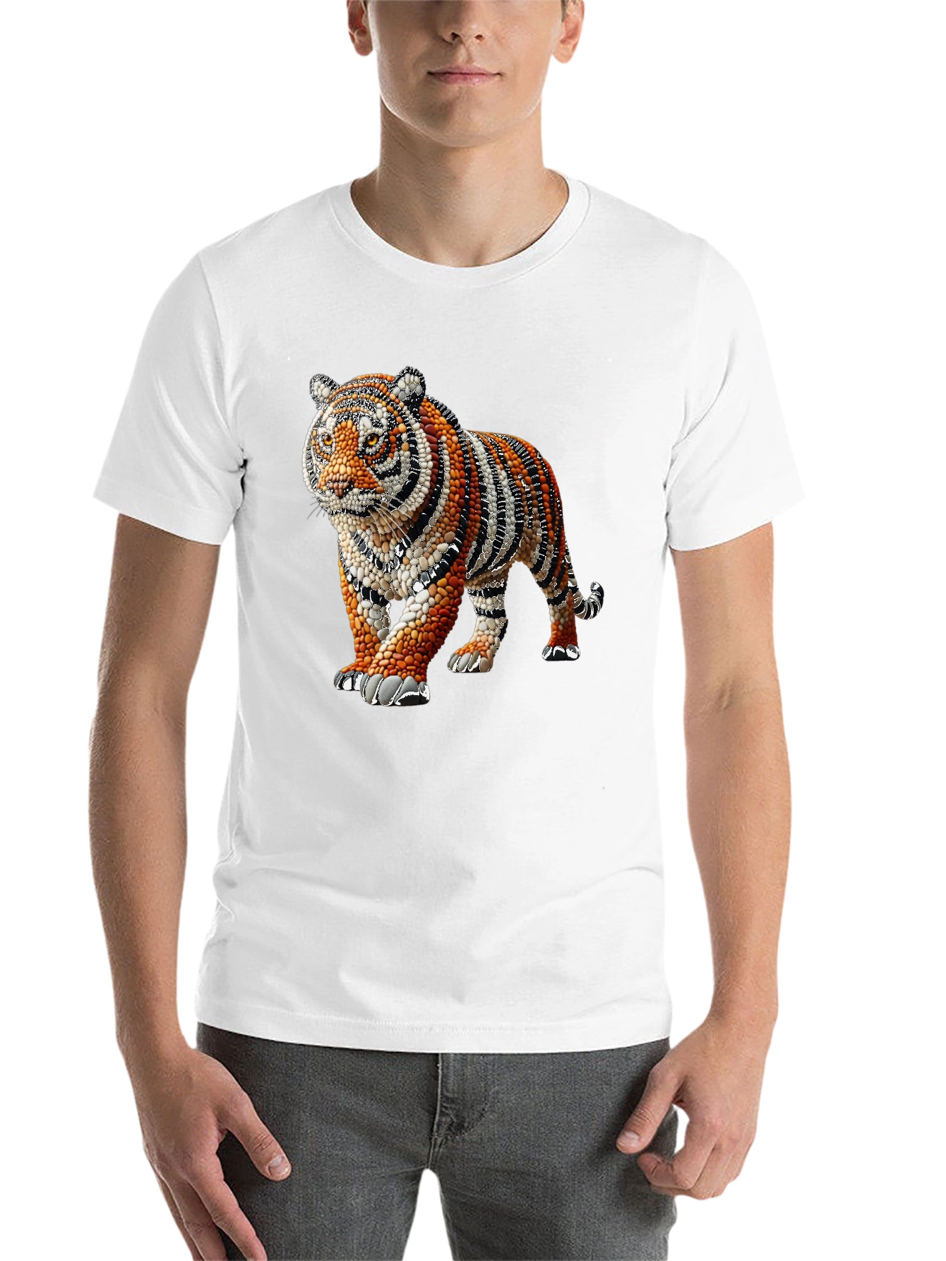 Black Tiger Art Graphic Black T-Shirt view 14