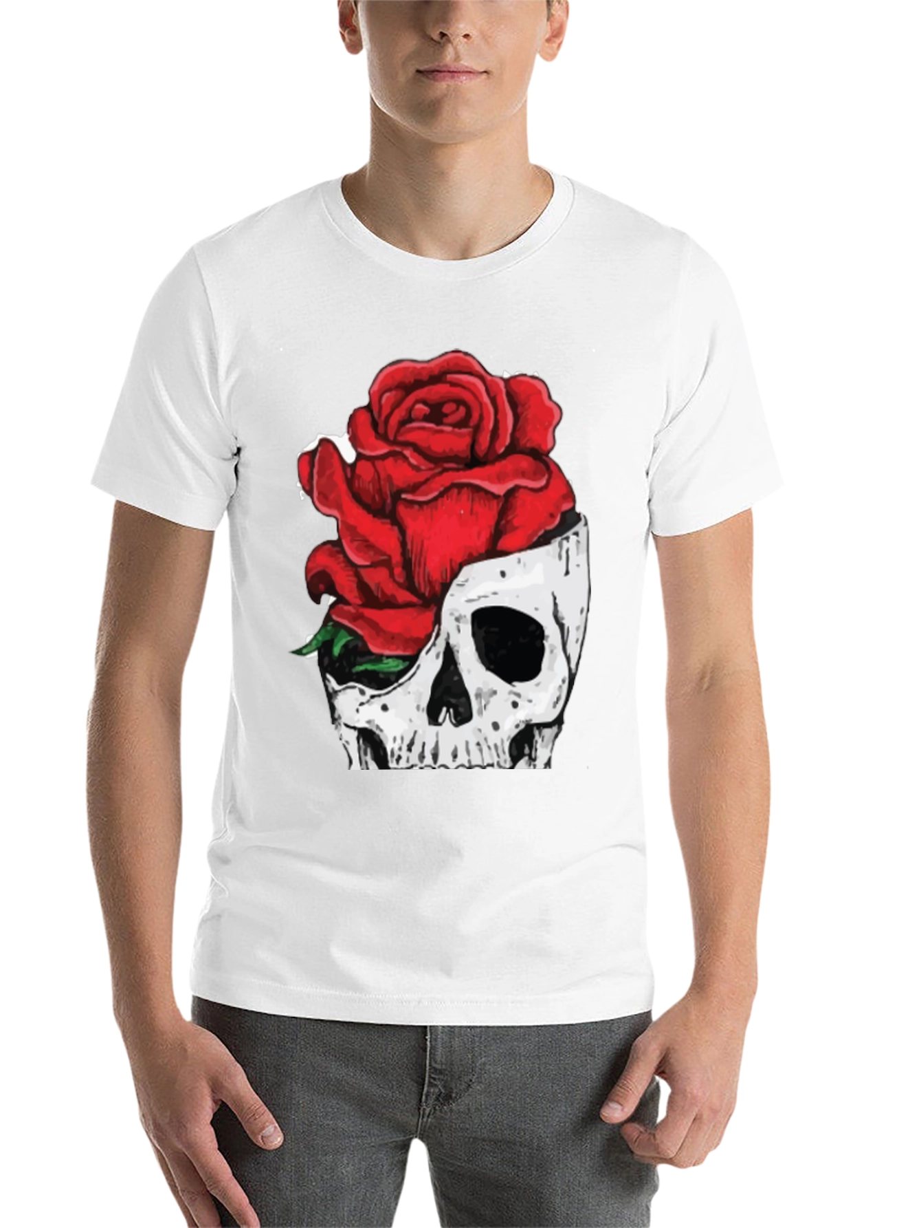 Black Skull & Rose Graphic Tee - Black view 14
