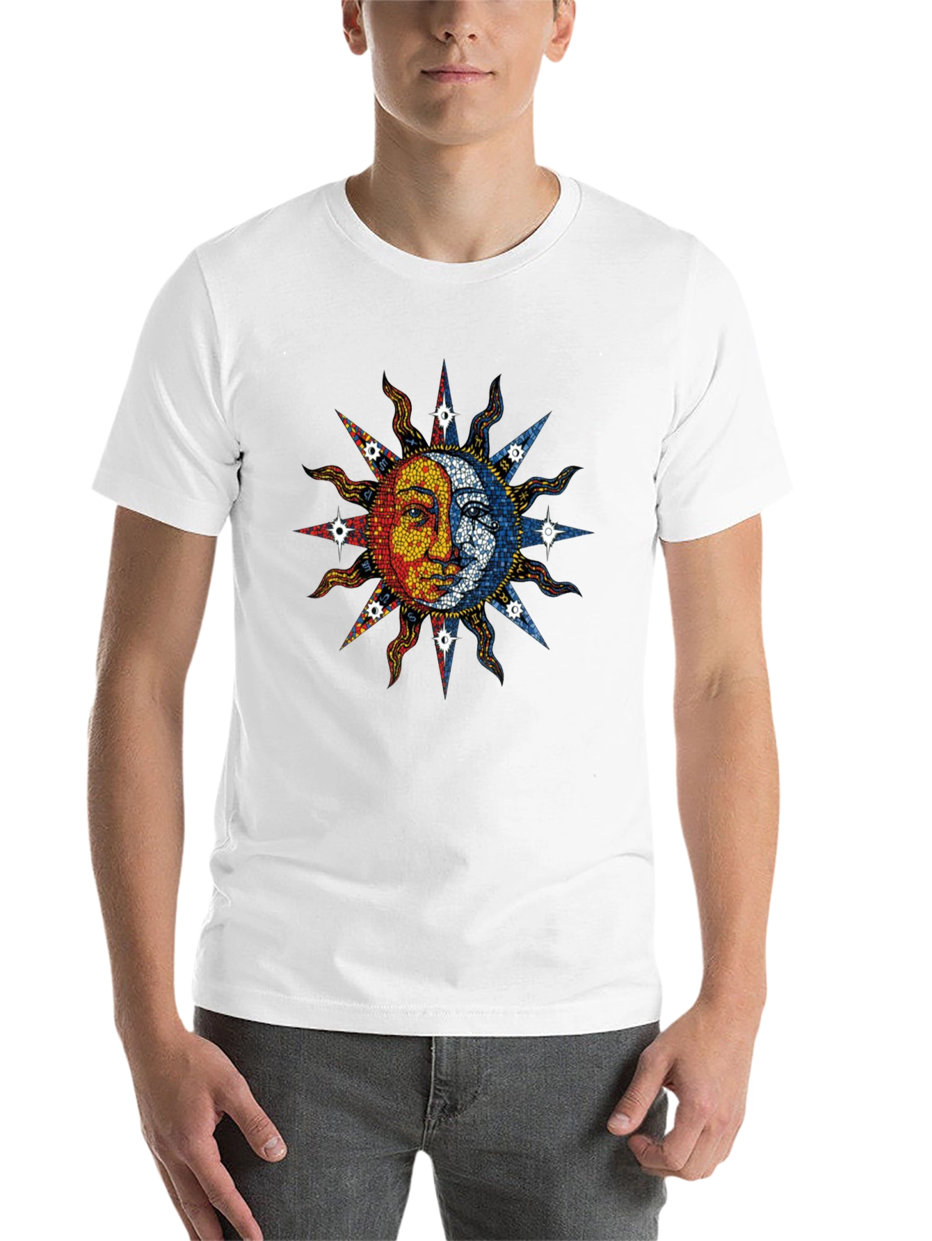Black Celestial Sun and Moon Graphic Tee - Black Cotton Blend view 14