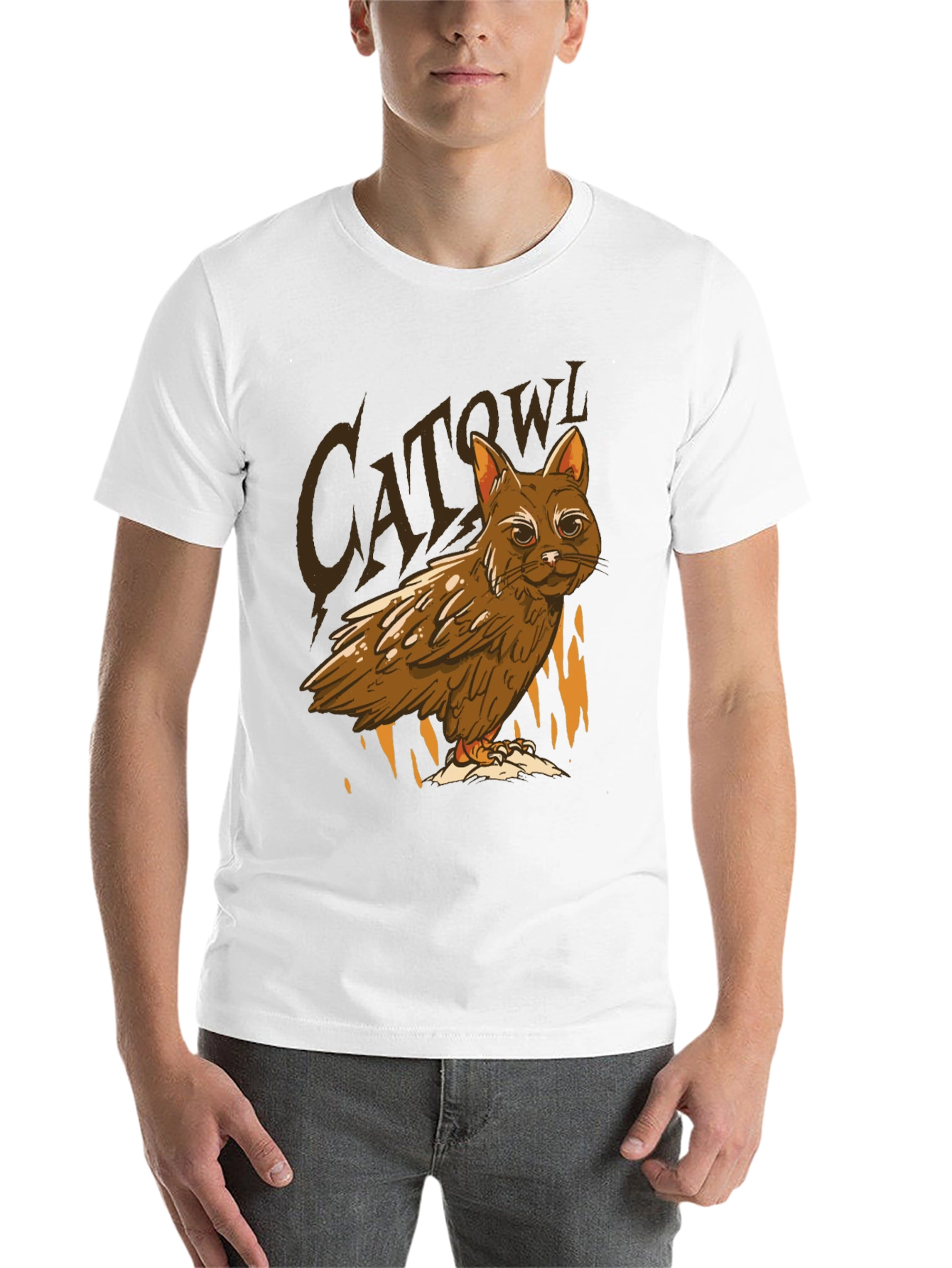 Black Cat Owl Hybrid T-Shirt - Funny Animal Tee view 14