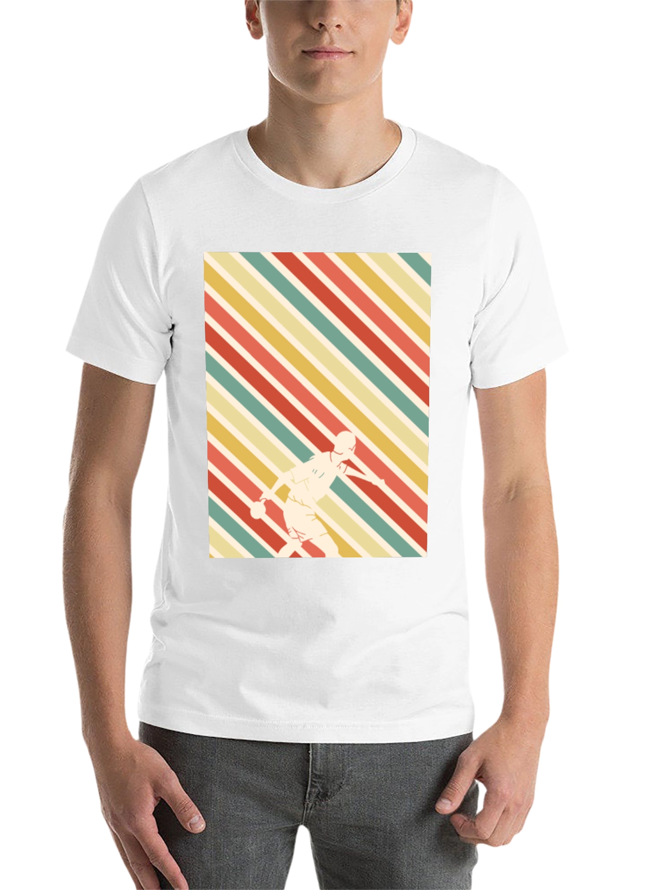 Black Retro Sports Tee - Striped Player Graphic view 14