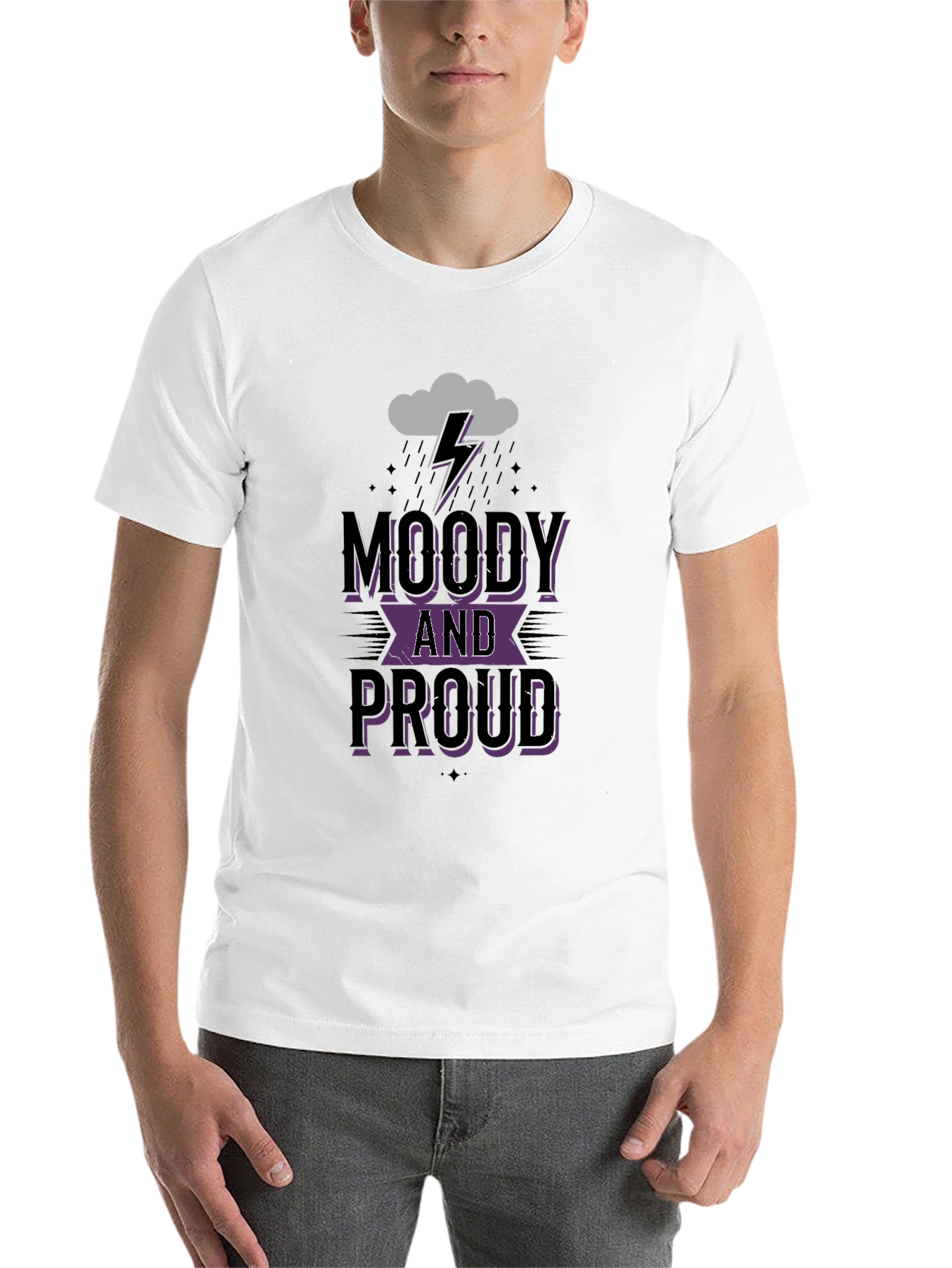 Black Moody and Proud Graphic Tee - Black Cotton T-Shirt view 14