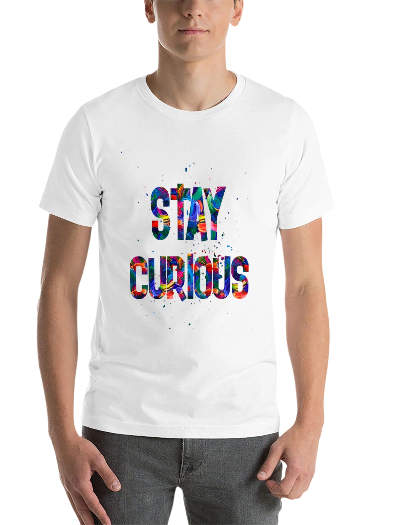 Black Stay Curious Graphic T-Shirt - Vibrant Design view 14