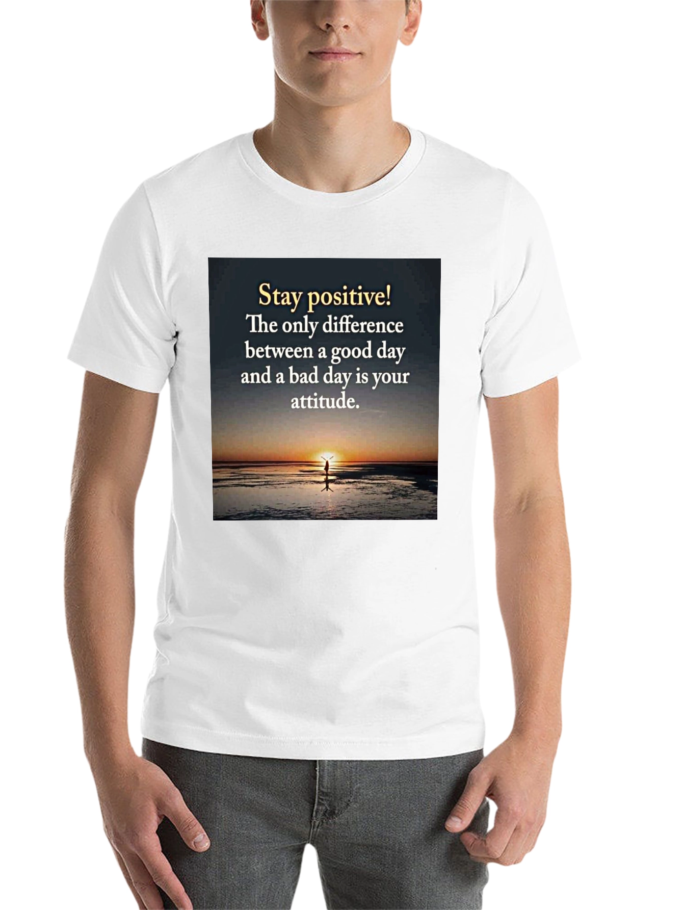 Black Stay Positive Graphic Tee - Inspirational T-Shirt view 14