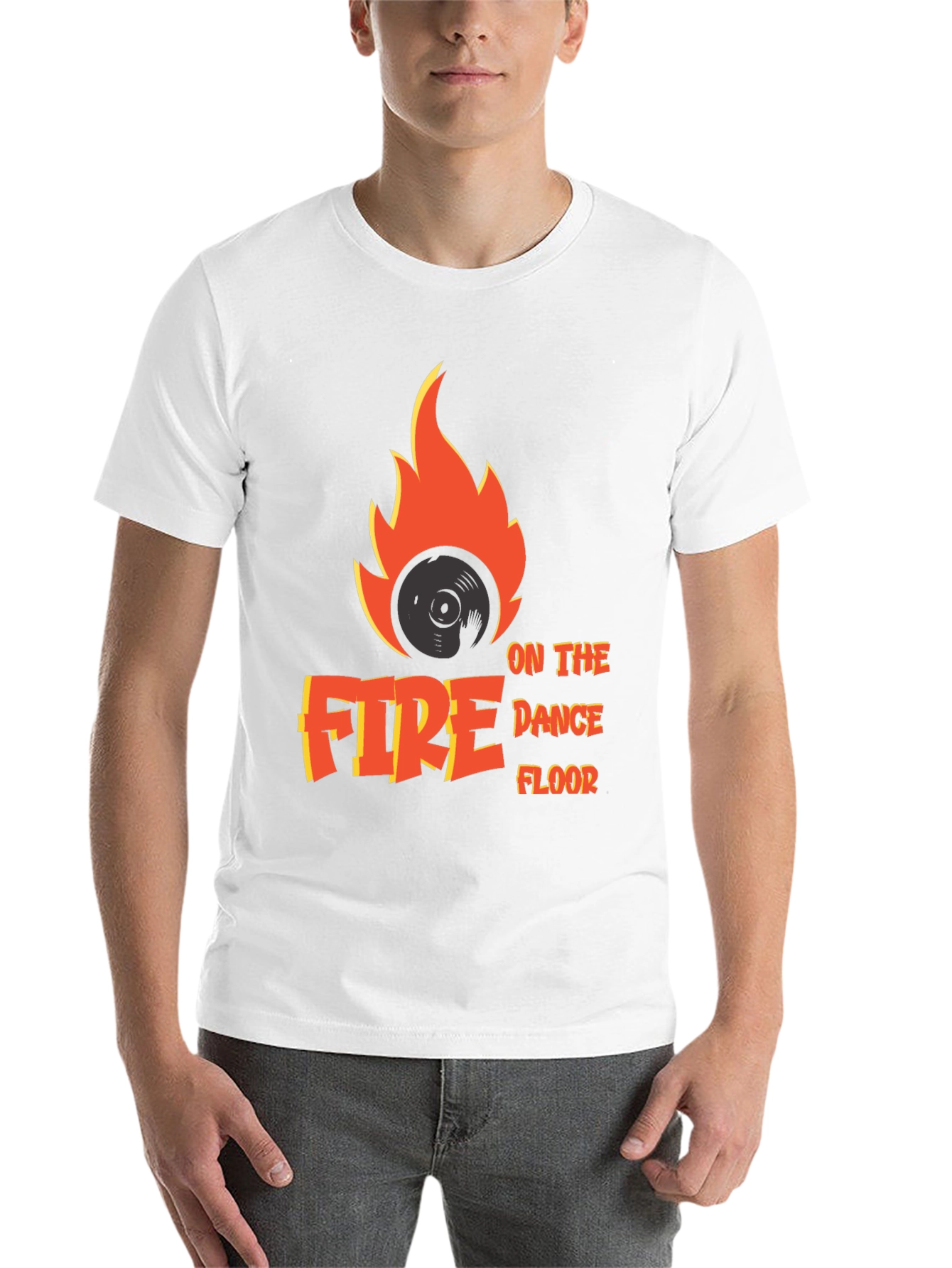 Black Fire on the Dance Floor T-Shirt - DJ Vinyl Flame Tee view 14