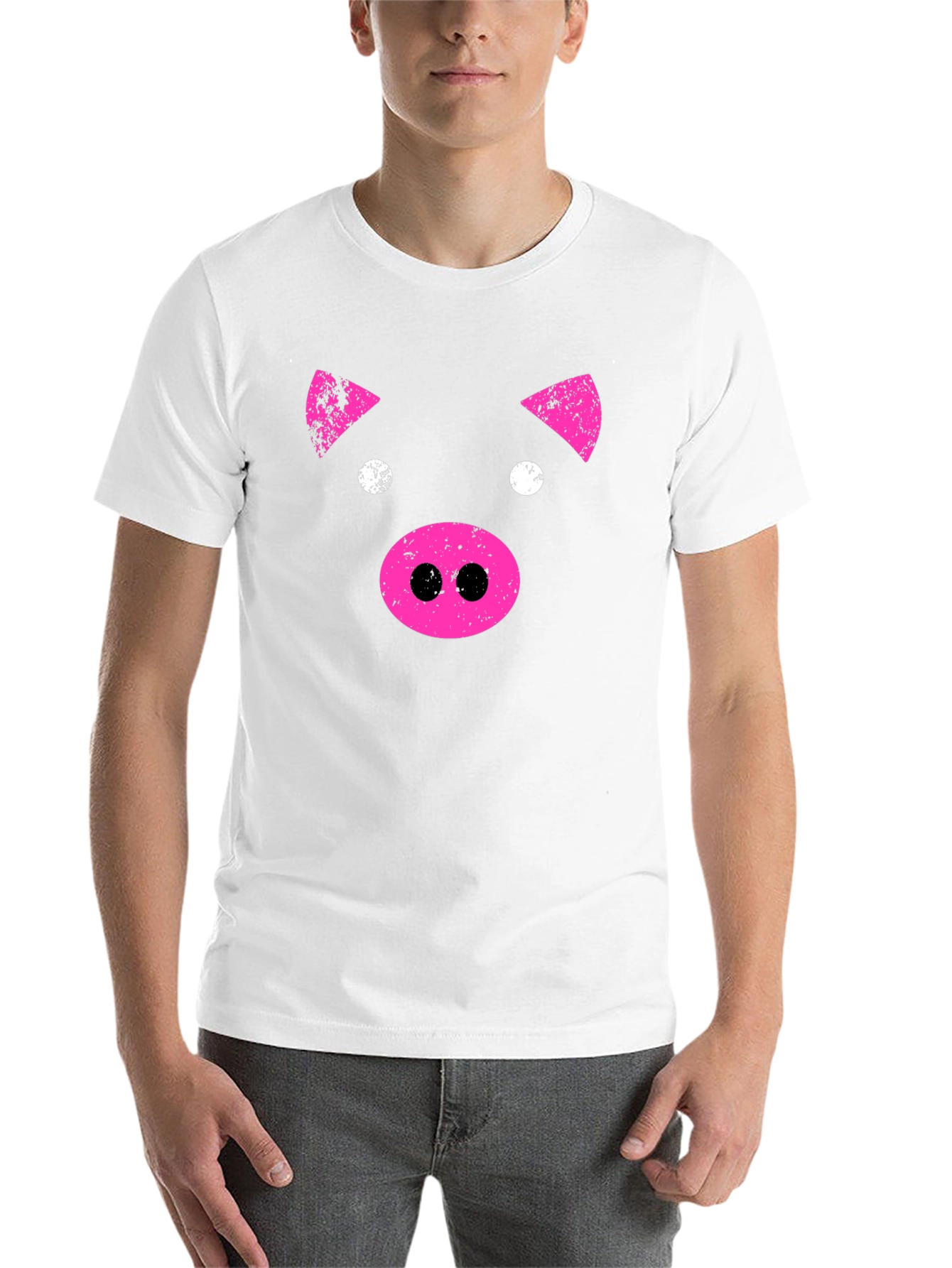 Black Pink Pig Graphic Tee - Black Casual T-Shirt view 14