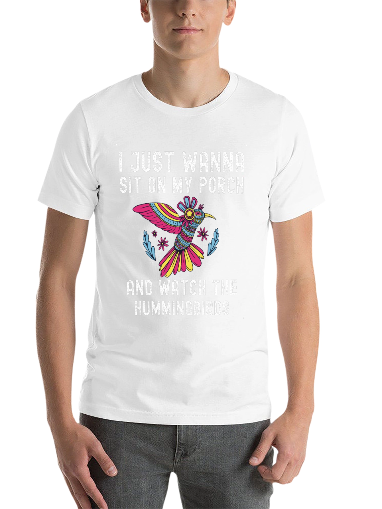 Black Hummingbird Porch T-Shirt - Relax & Watch! view 14