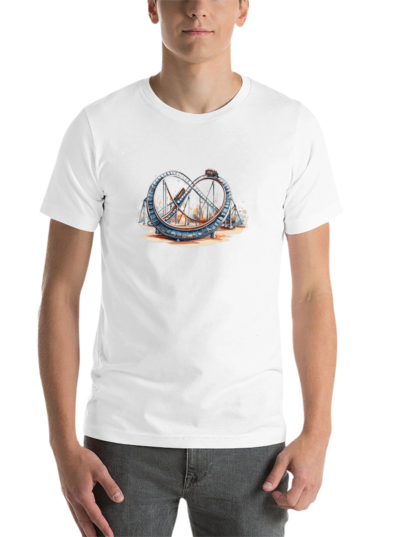 Black Roller Coaster Graphic Tee - Thrill Ride Design view 14