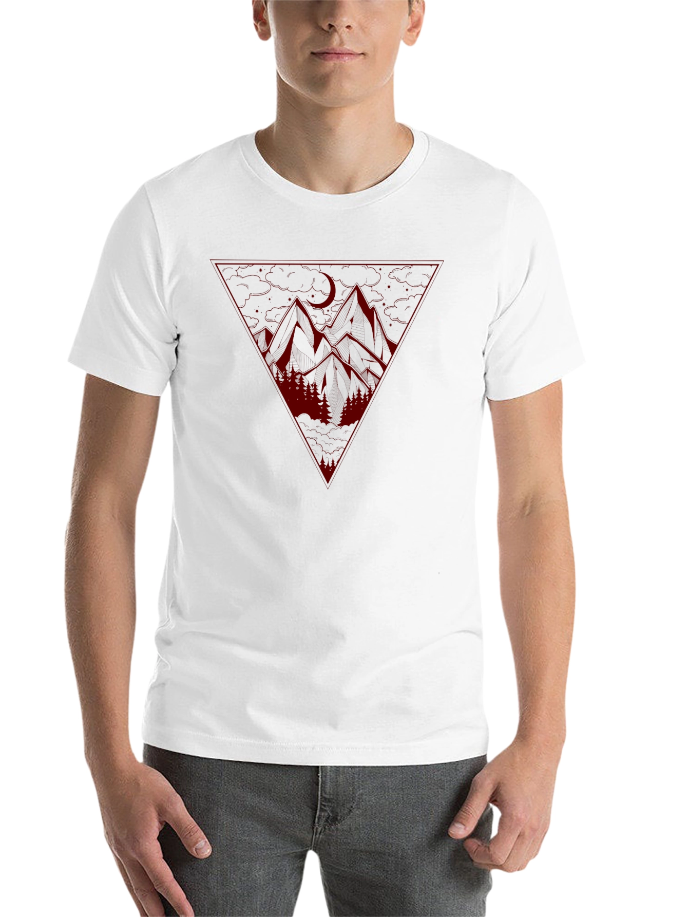 Black Geometric Mountain Scene Graphic Tee view 14