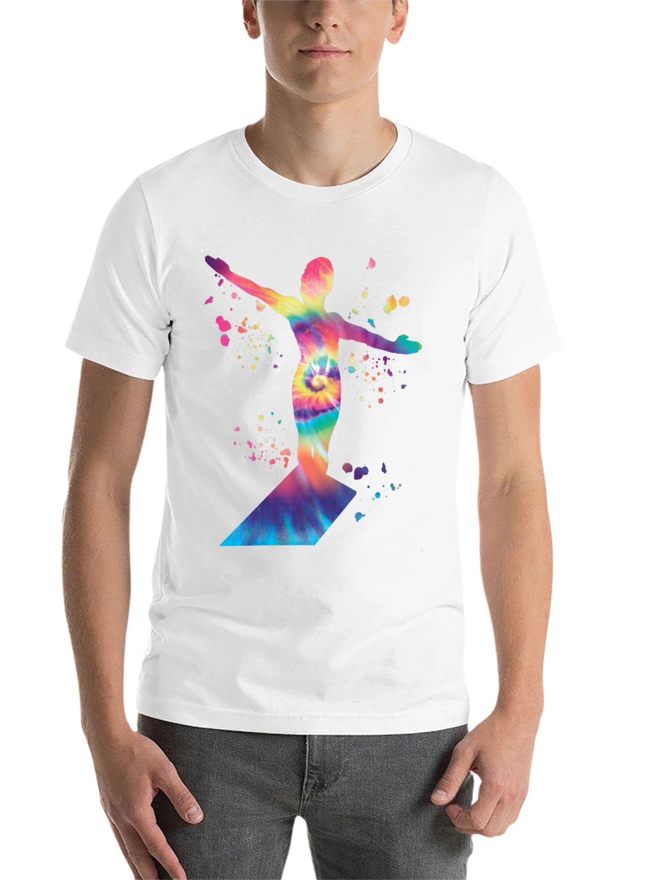 Black Tie-Dye Diver Graphic Black T-Shirt view 14