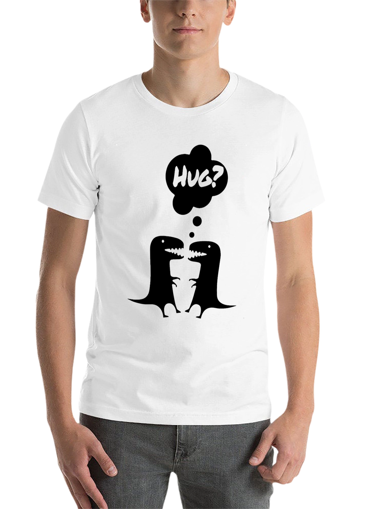 Black Dino Hug T-Shirt - Black Graphic Tee view 14