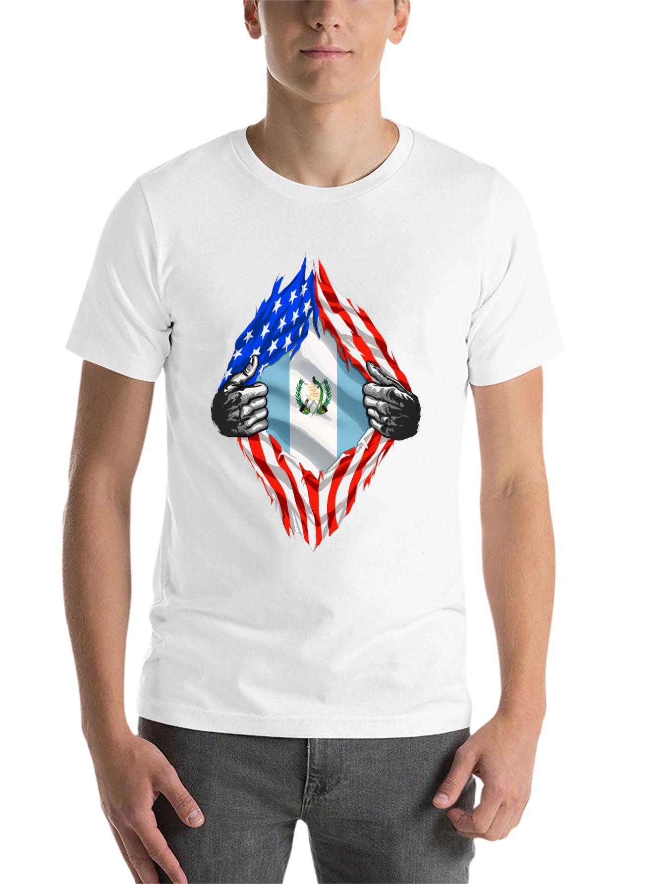 Black USA Guatemala Flag T-Shirt view 14
