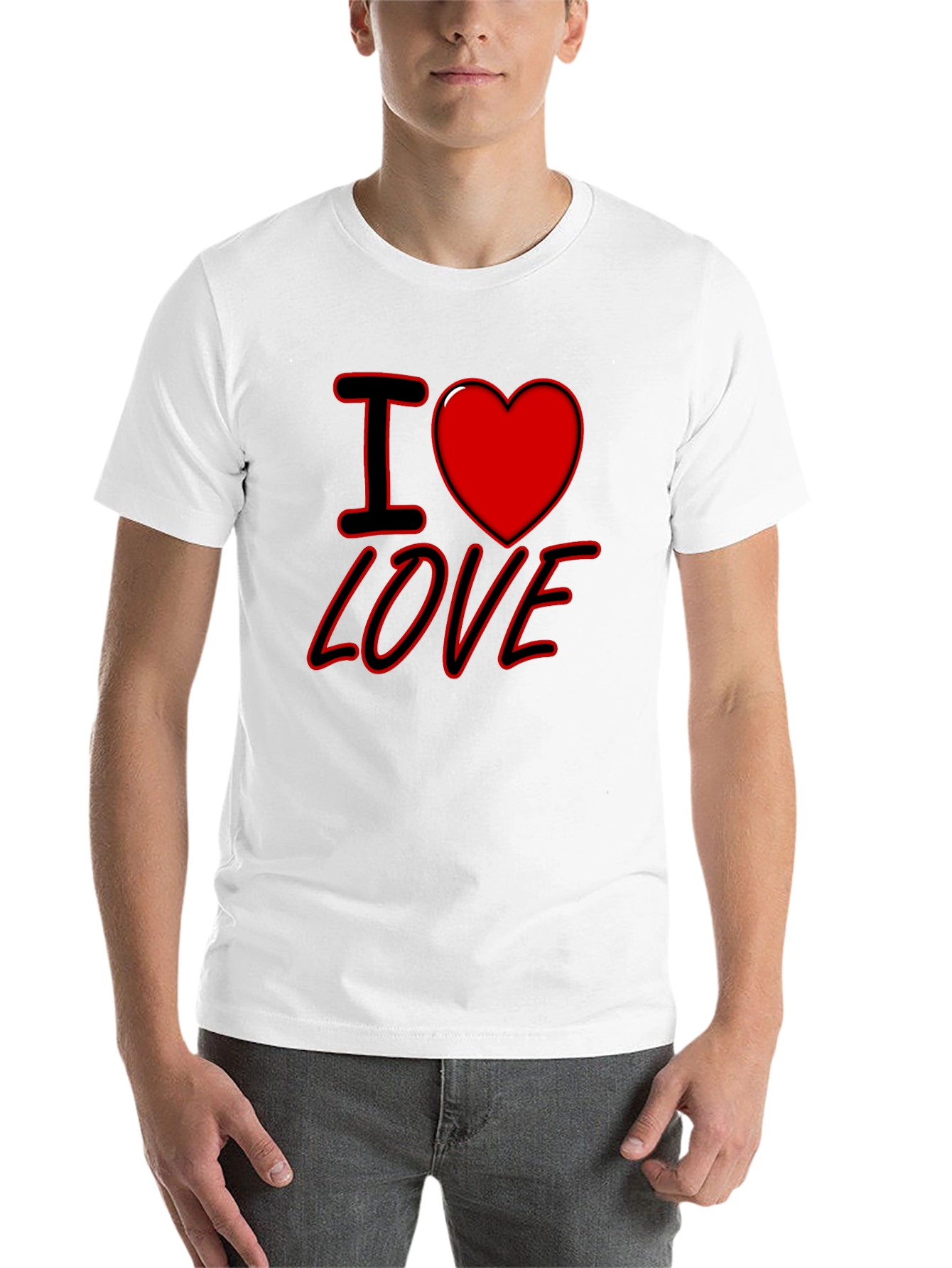 Black I Heart Love Graphic Print Black T-Shirt view 14