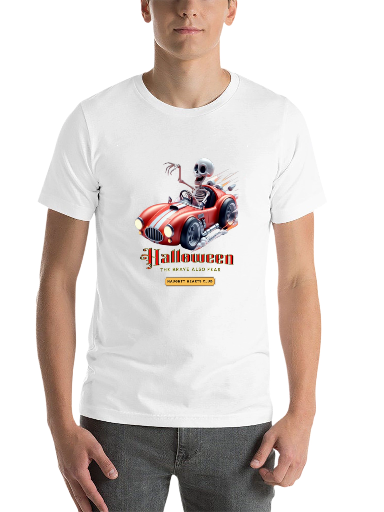 Black Skeleton Race Car Halloween T-Shirt view 14