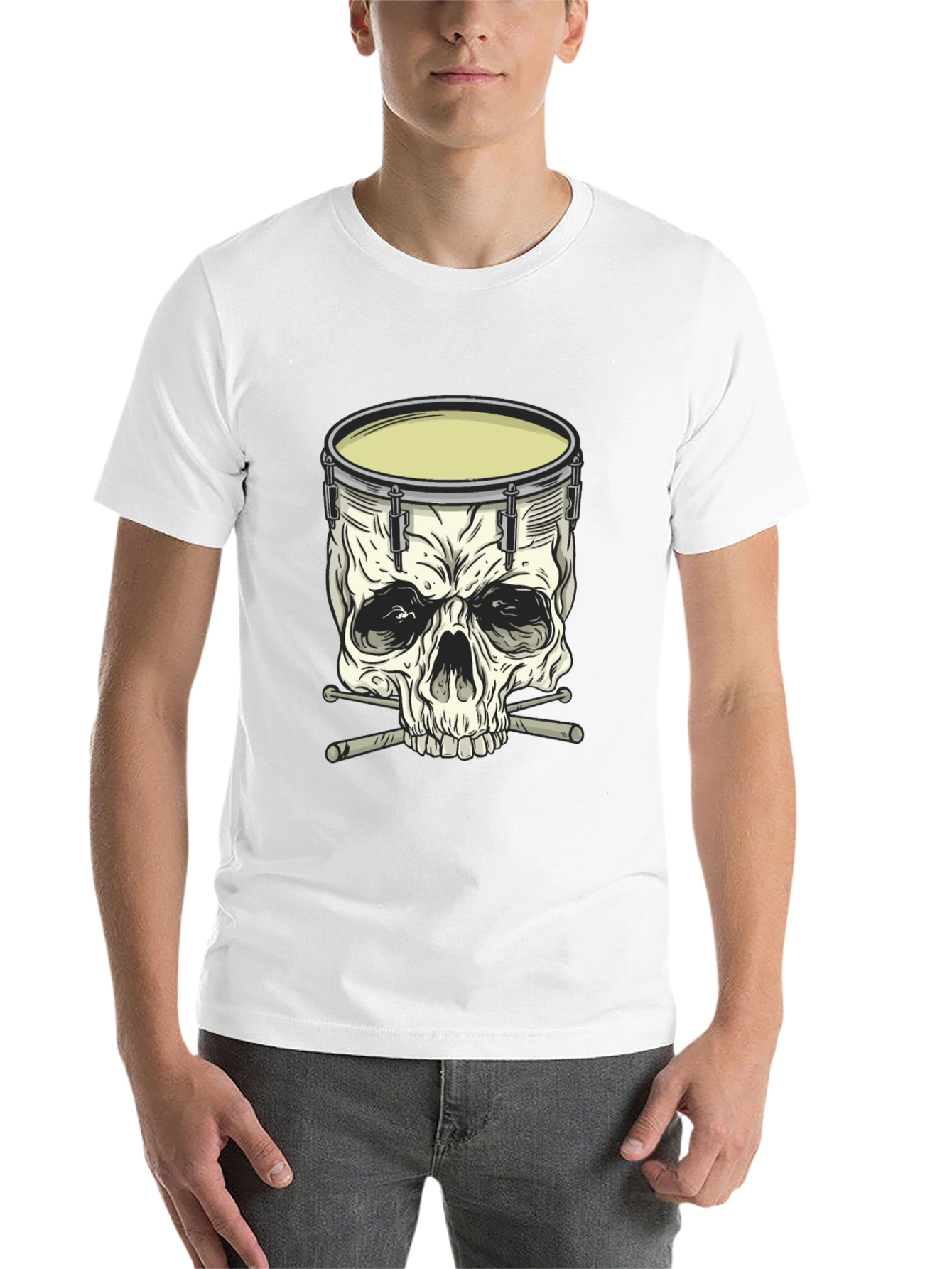 Black Skull Drummer Graphic T-Shirt - Rock Music Tee view 14