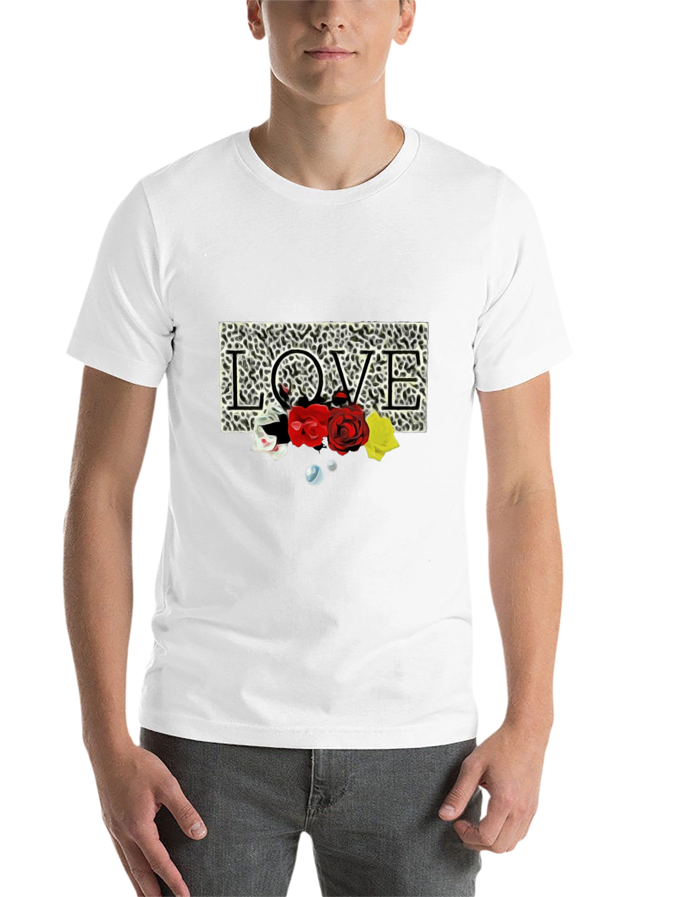 Black Leopard Love Roses Graphic T-Shirt view 14