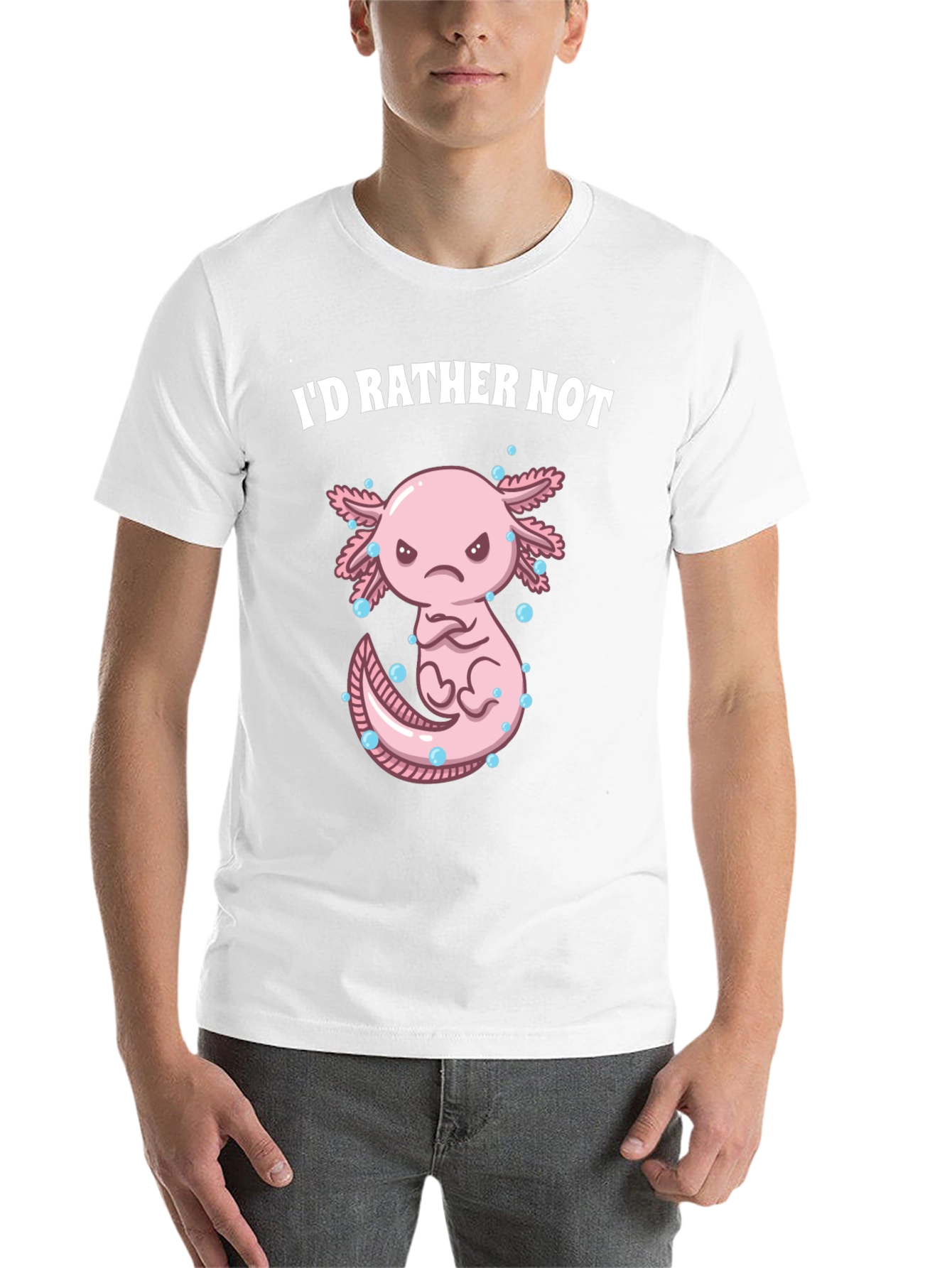Black I'd Rather Not Axolotl T-Shirt view 14
