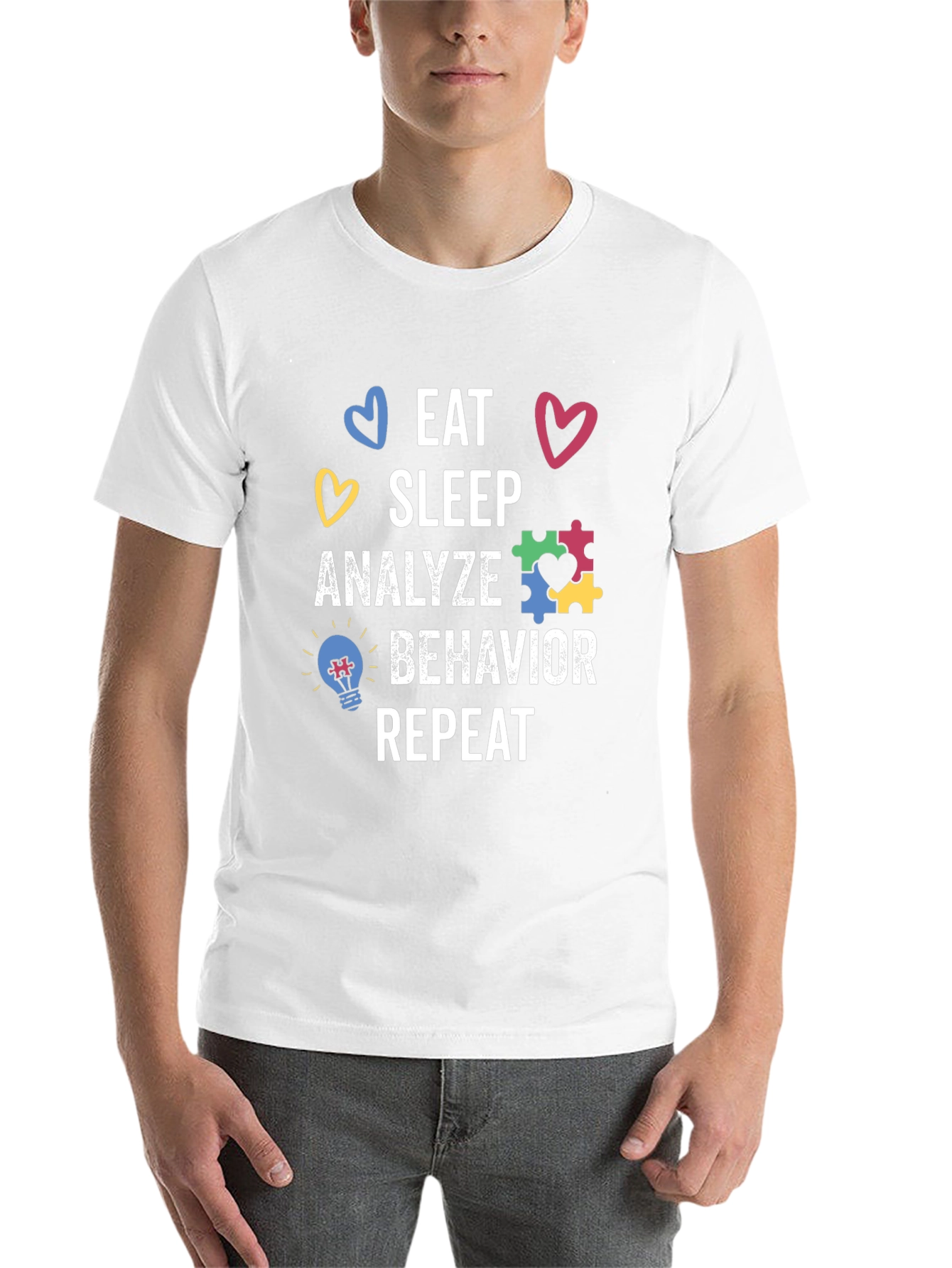 Black Eat Sleep Analyze Behavior Autism T-Shirt view 14
