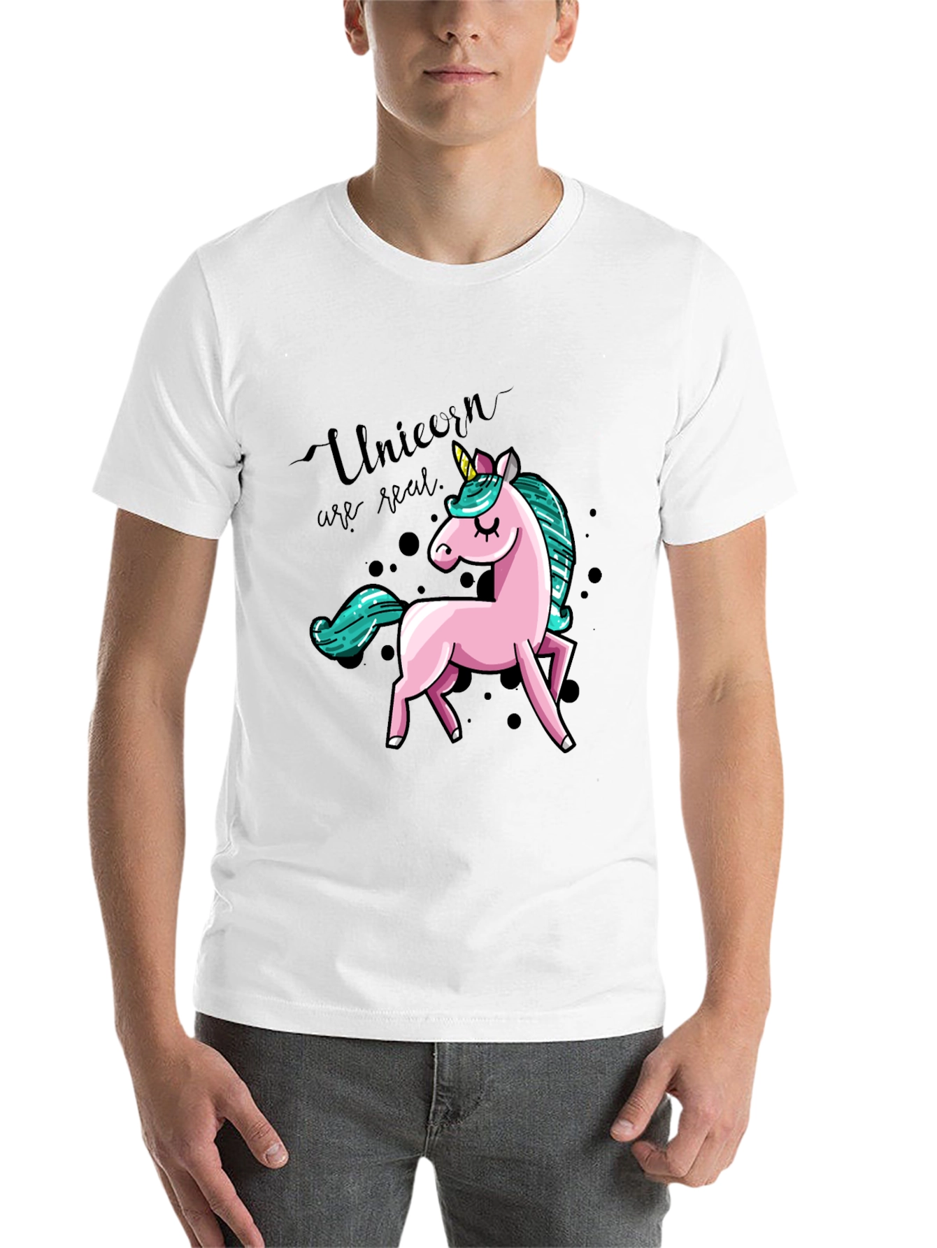 Unicorn Graphic Print T-Shirt - Black - 14