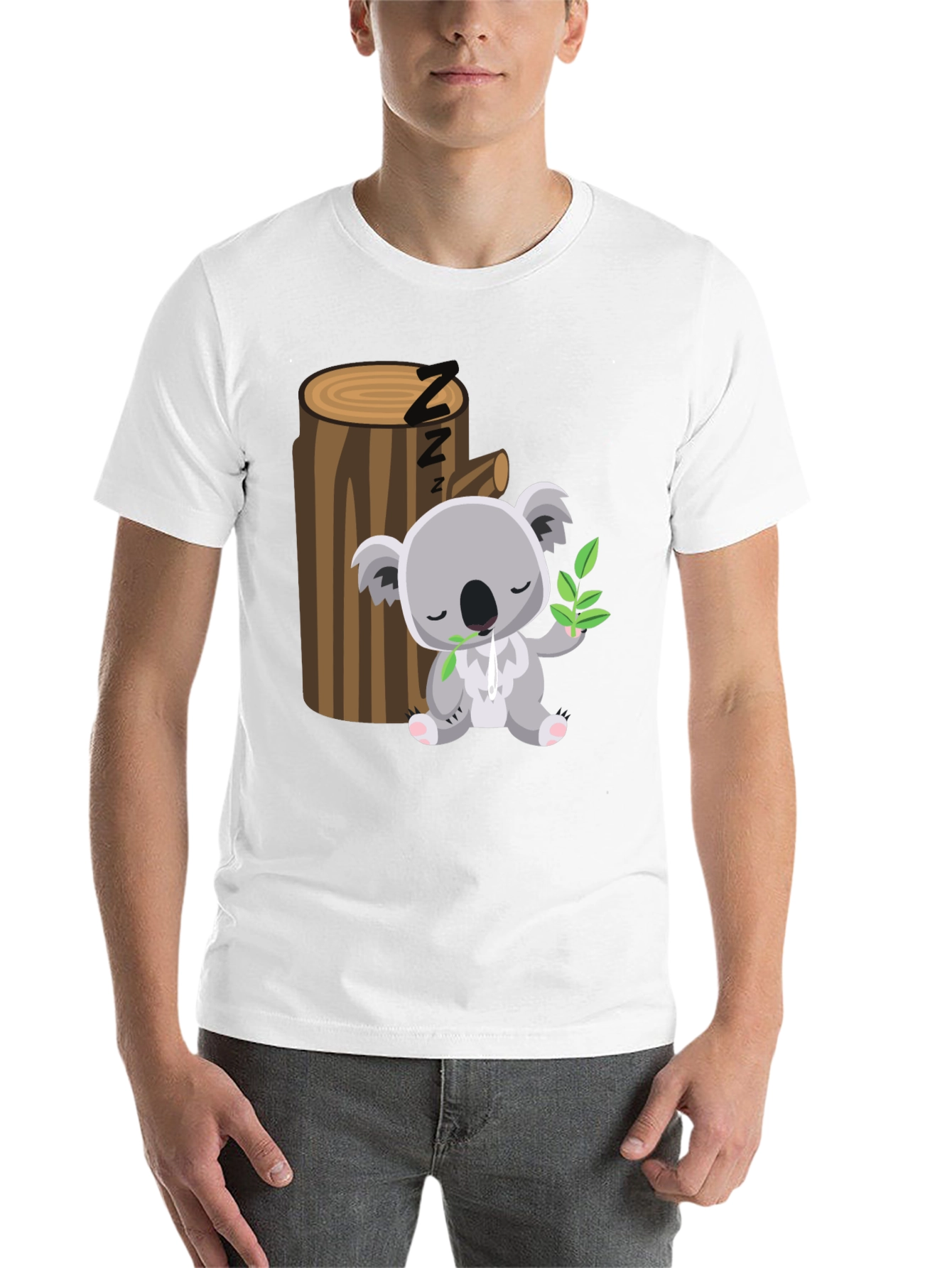 Black Sleeping Koala T-Shirt - Cute Cartoon Design view 14