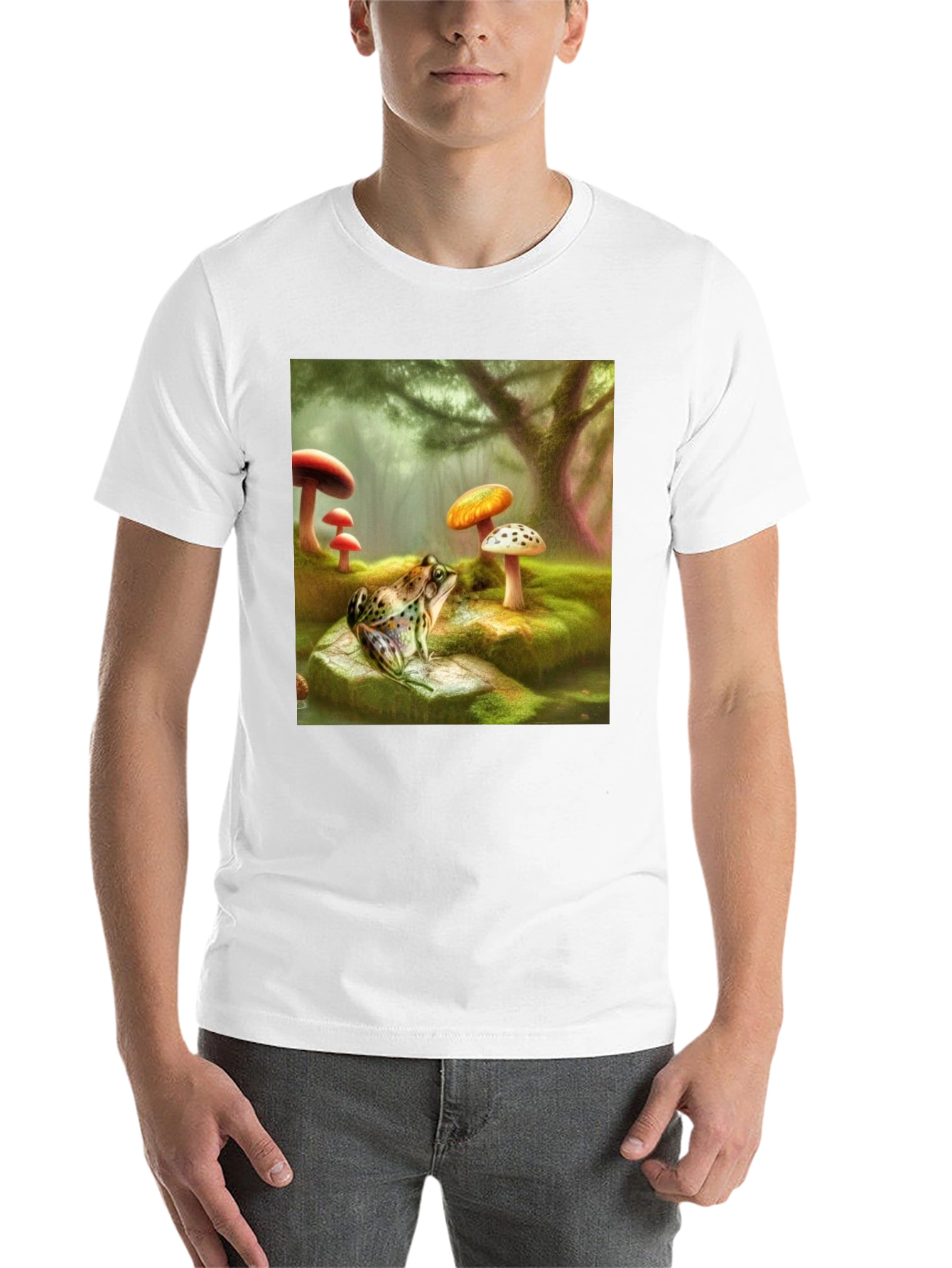 Black Frog & Mushroom Forest Graphic T-Shirt view 14