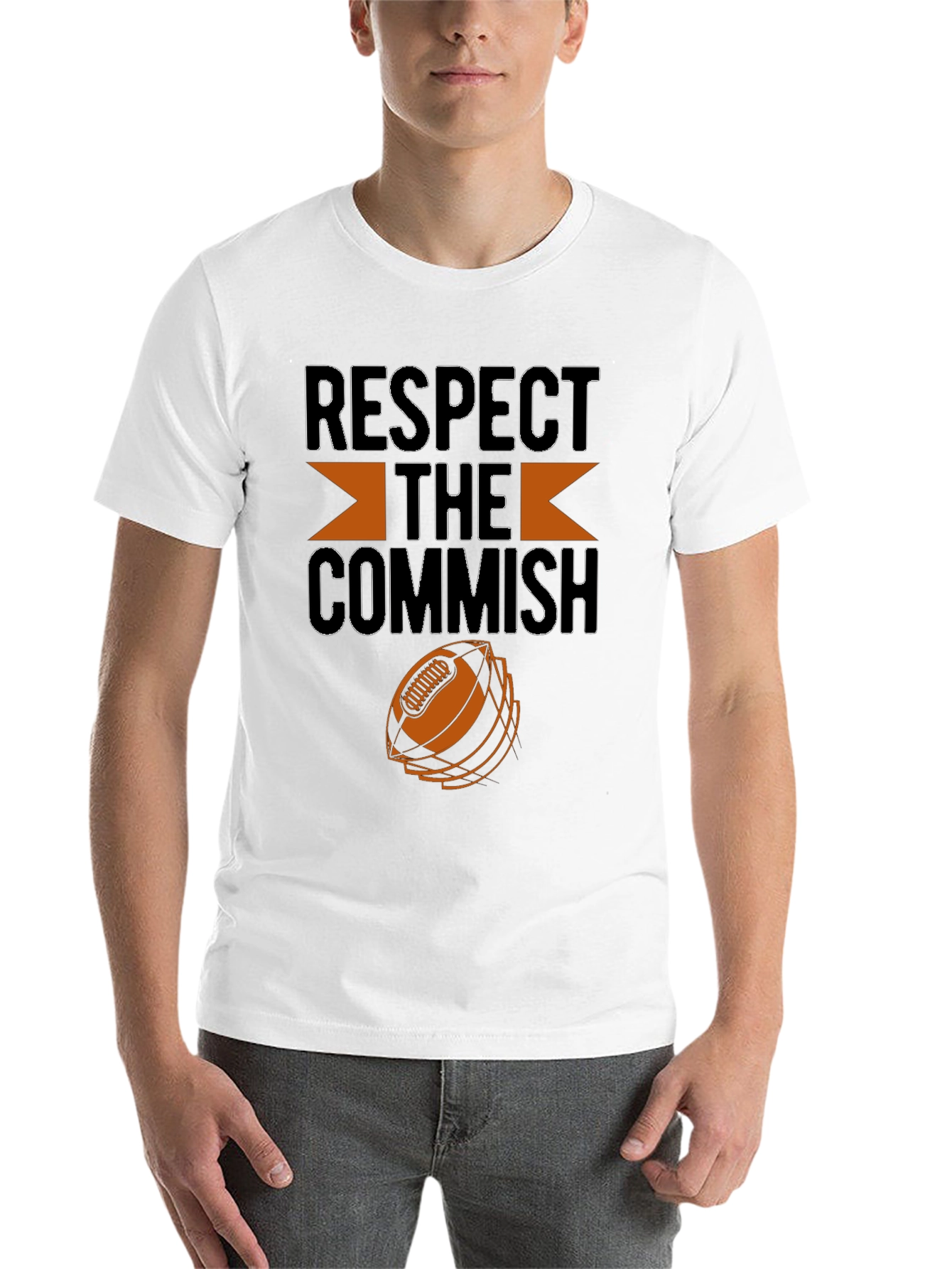Black Respect the Commish Football Fan T-Shirt view 14