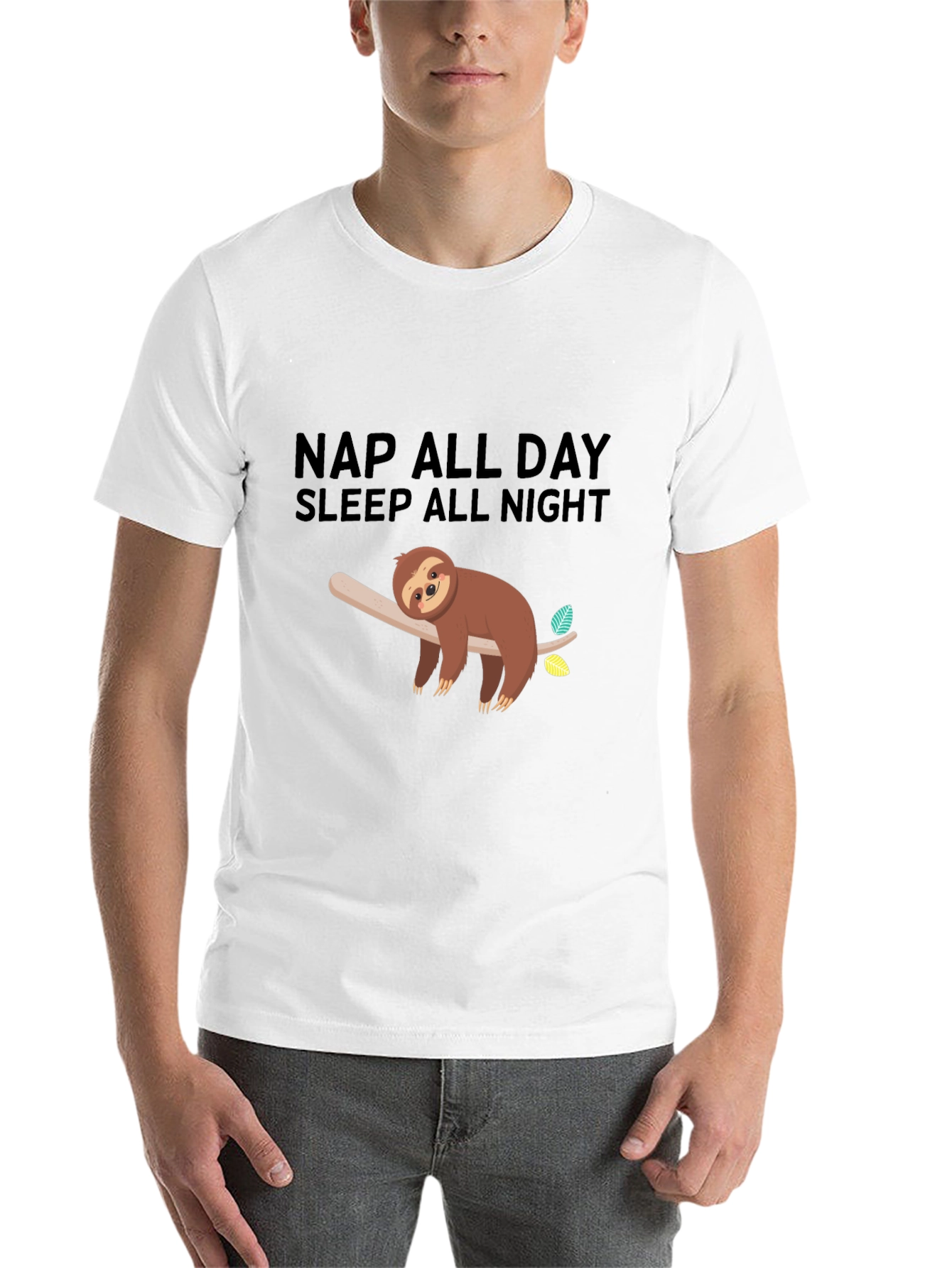 Black Nap All Day Sloth Graphic Tee - Black Casual Comfort view 14