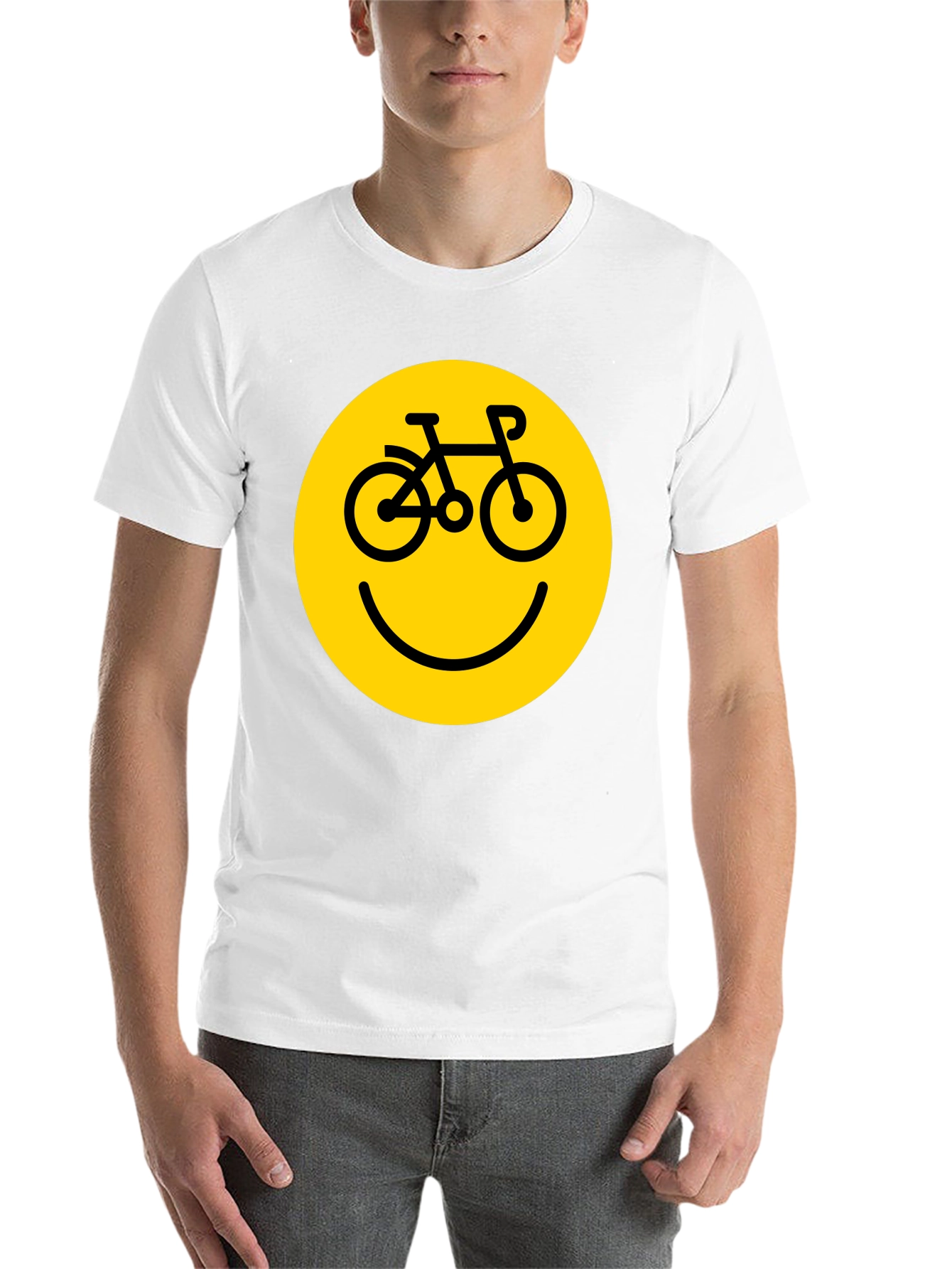 Black Smiley Face Bike T-Shirt - Yellow Graphic view 14