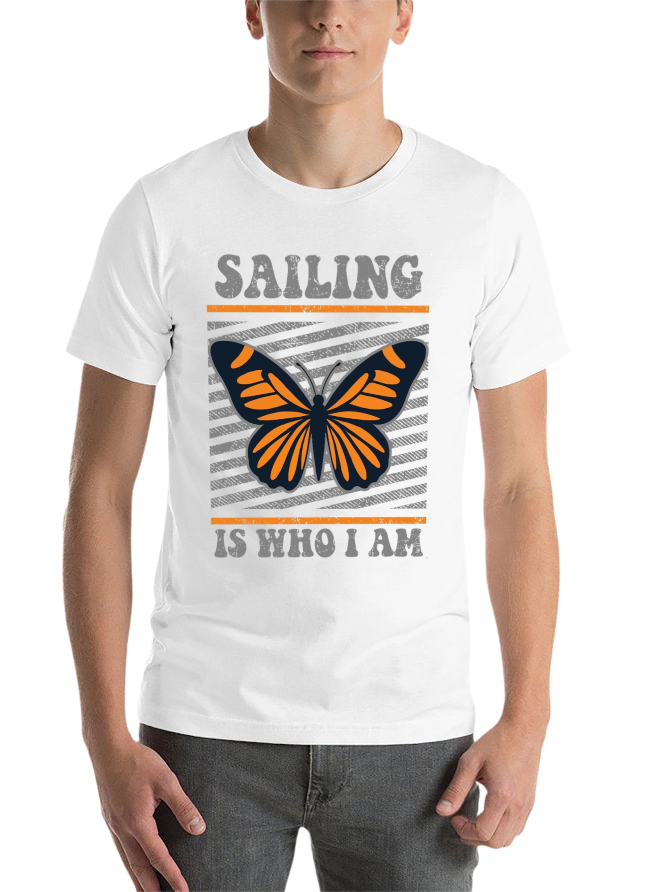 Black Sailing Butterfly T-Shirt - Unique Design Tee view 14