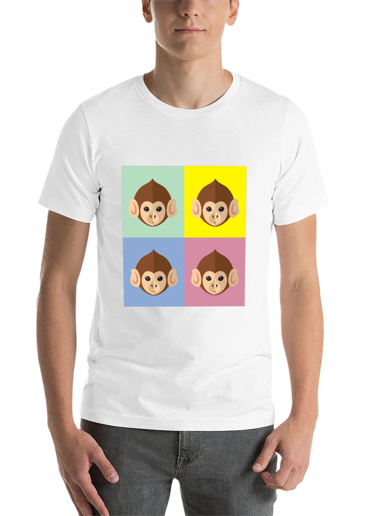 Black Funky Monkey Face Pop Art Graphic T-Shirt view 14
