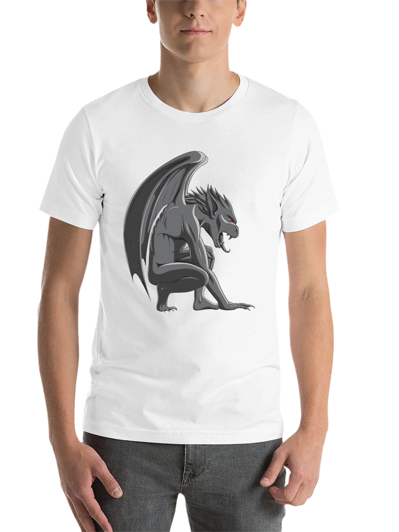 Black Gargoyle Graphic Tee - Black Cotton T-Shirt view 14