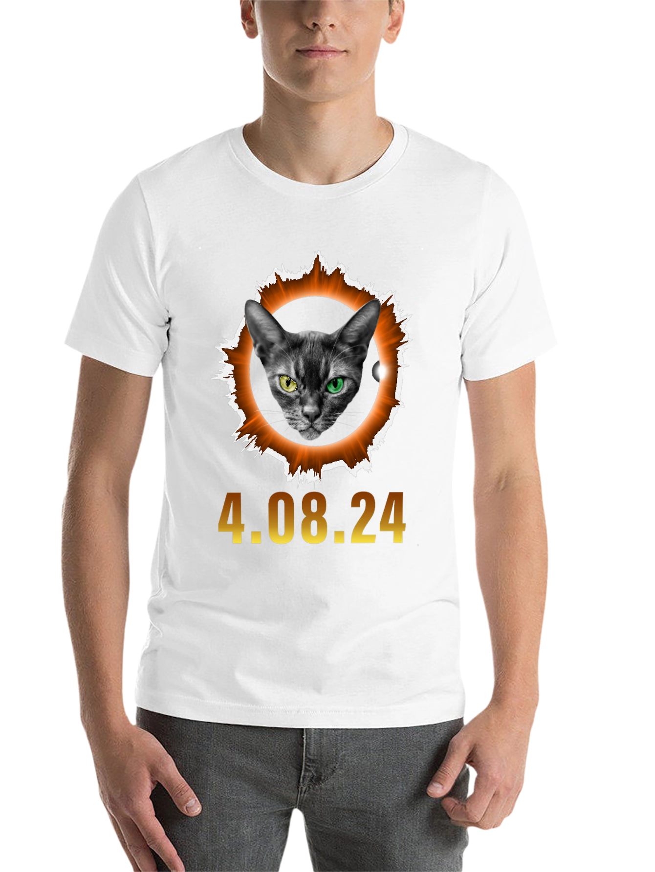 Black Eclipse Cat T-Shirt - April 8th, 2024 Solar Event view 14
