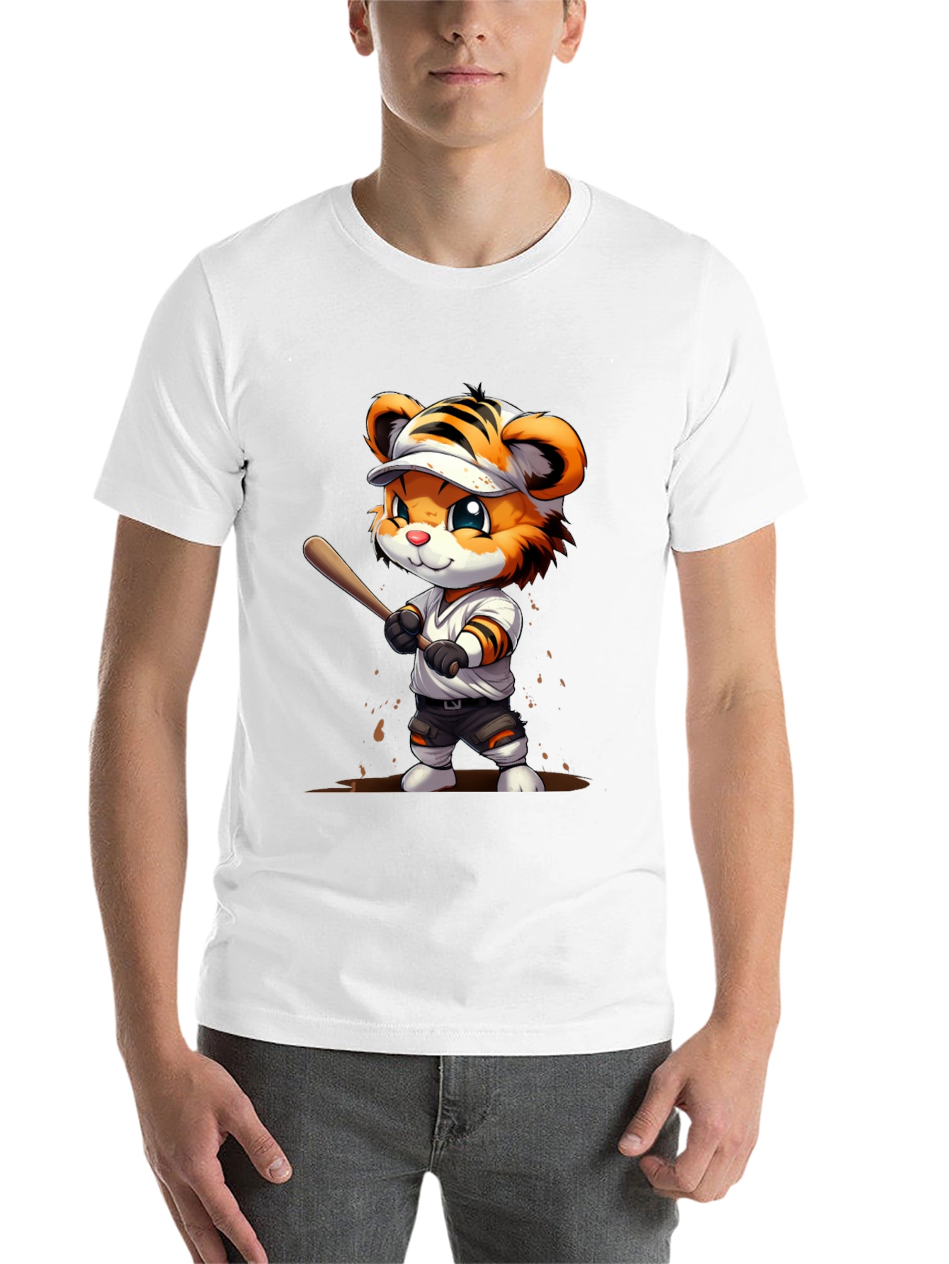 Black Tiger Baseball Player Graphic Tee view 14