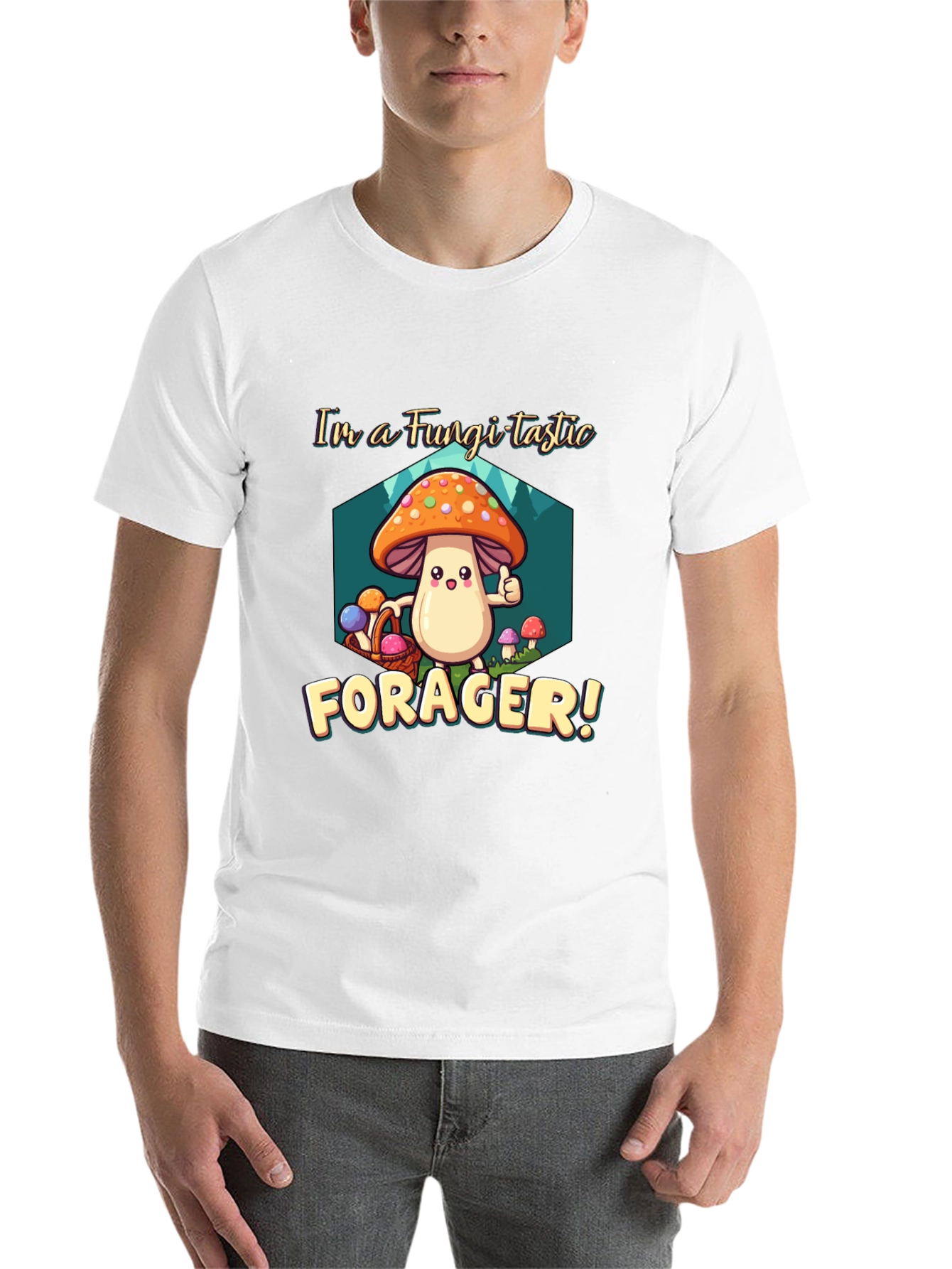 Black Fungi-tastic Forager T-Shirt - Fun Mushroom Design view 14