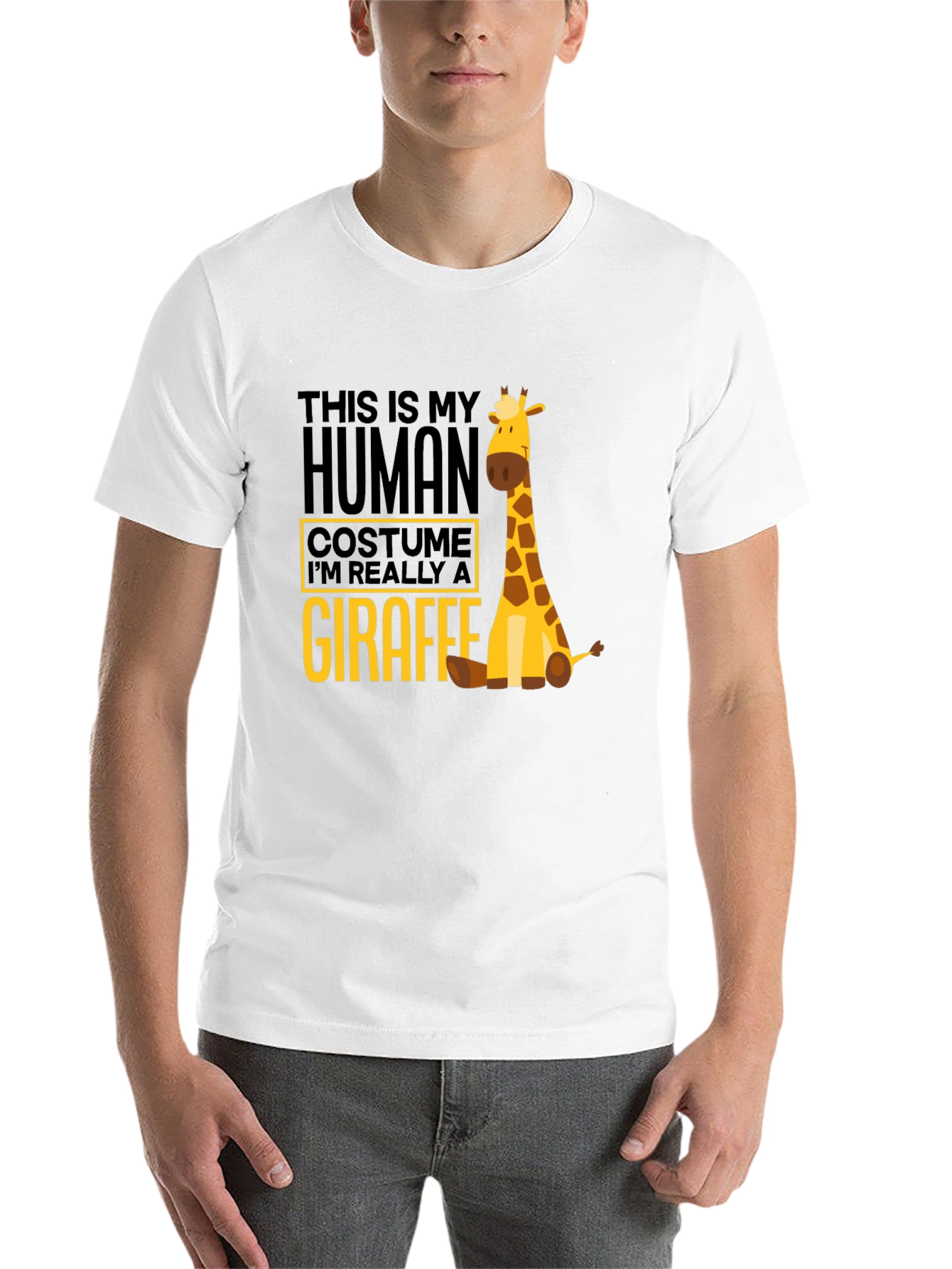 Black Human Costume Giraffe T-Shirt - Funny Animal Tee view 14