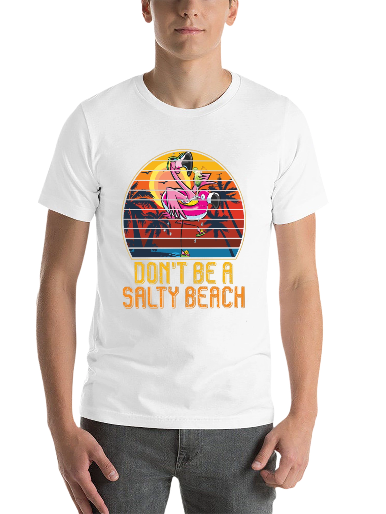 Black Salty Beach Flamingo Graphic Tee view 14