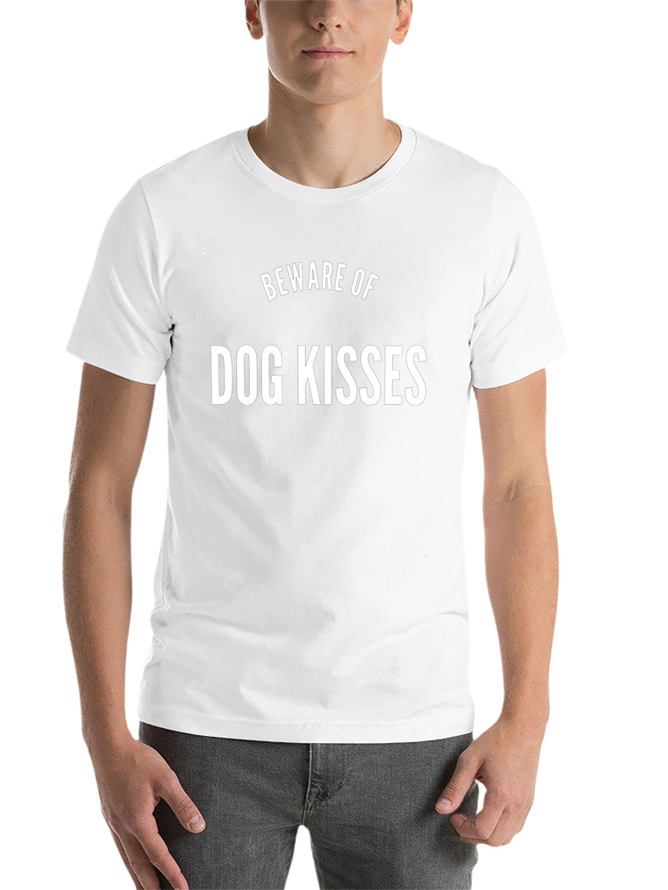 Beware of Dog Kisses Funny Black T-Shirt - 14