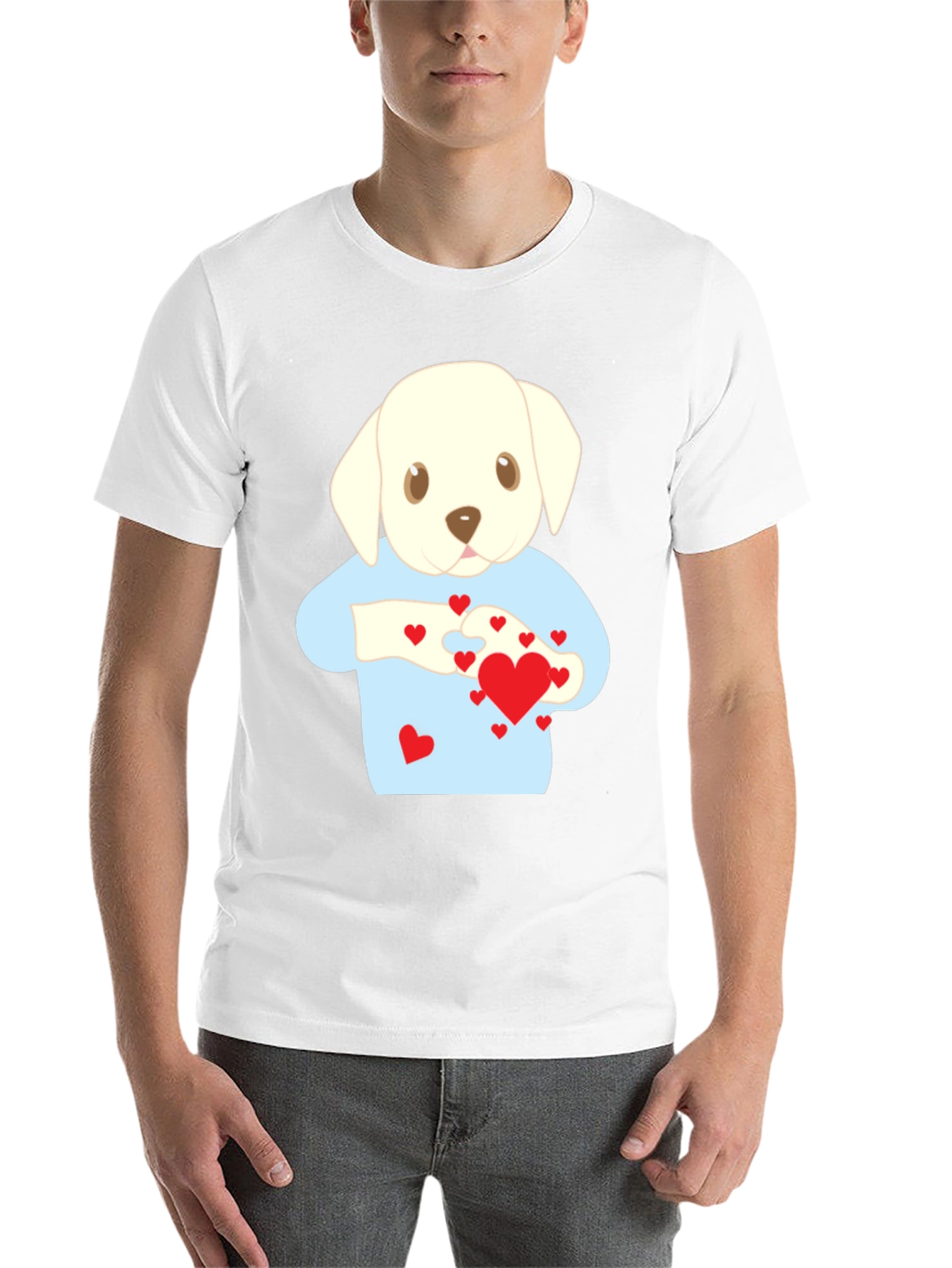 Black Puppy Love T-Shirt - Heart Puzzle Graphic Tee view 14