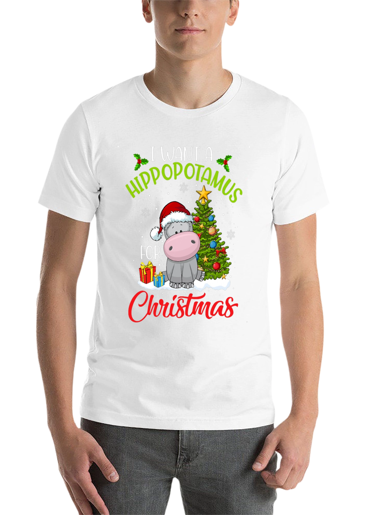 Black Hippo Christmas T-Shirt view 14