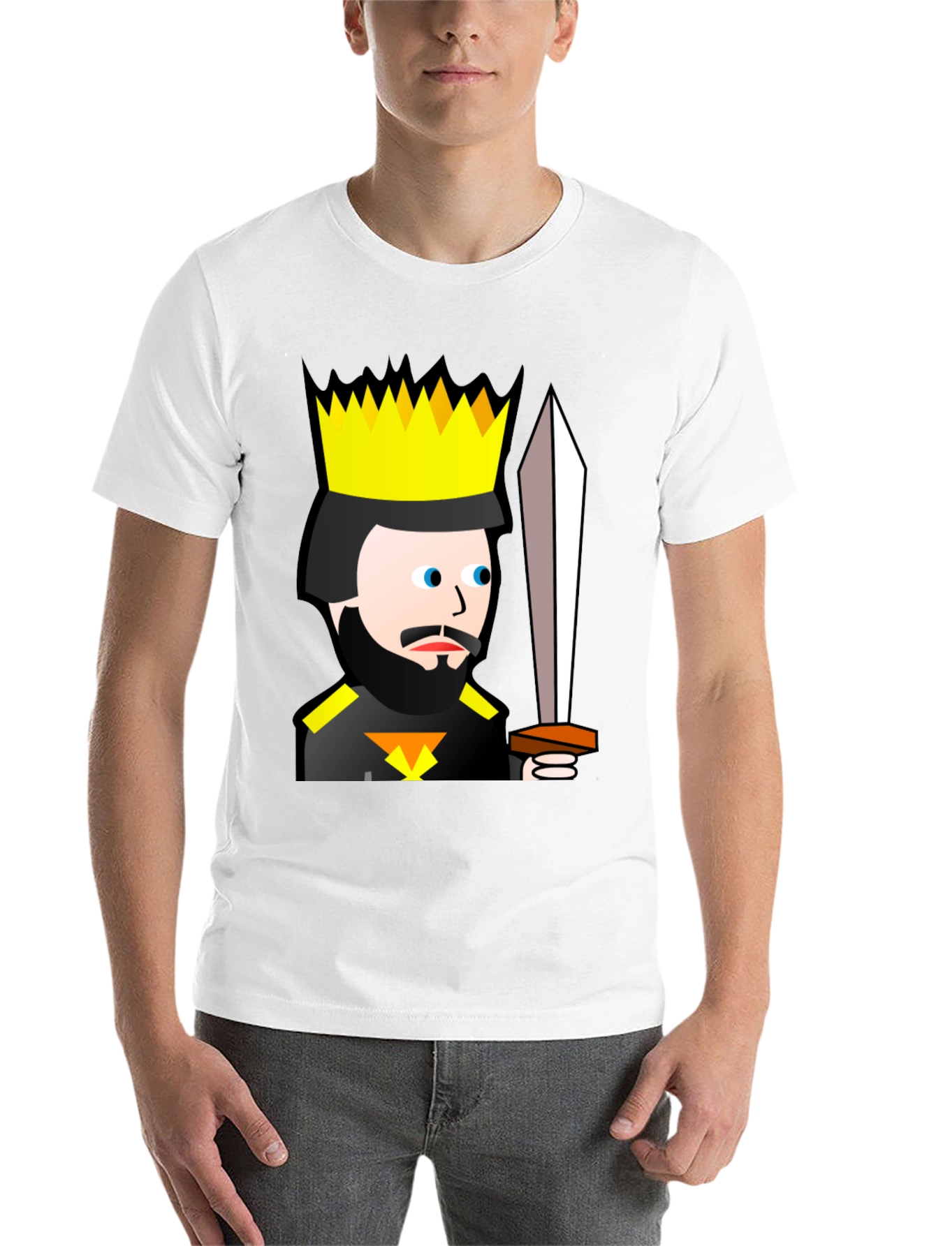 Black King Cartoon Black T-Shirt - Sword Graphic Tee view 14