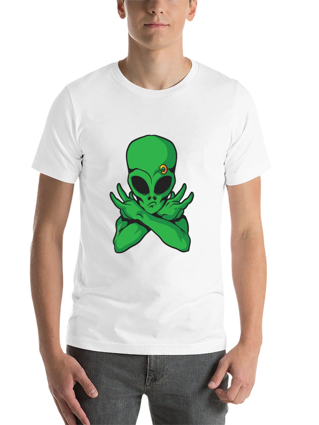 Black Cool Alien Graphic Tee - Black Cotton T-Shirt view 14