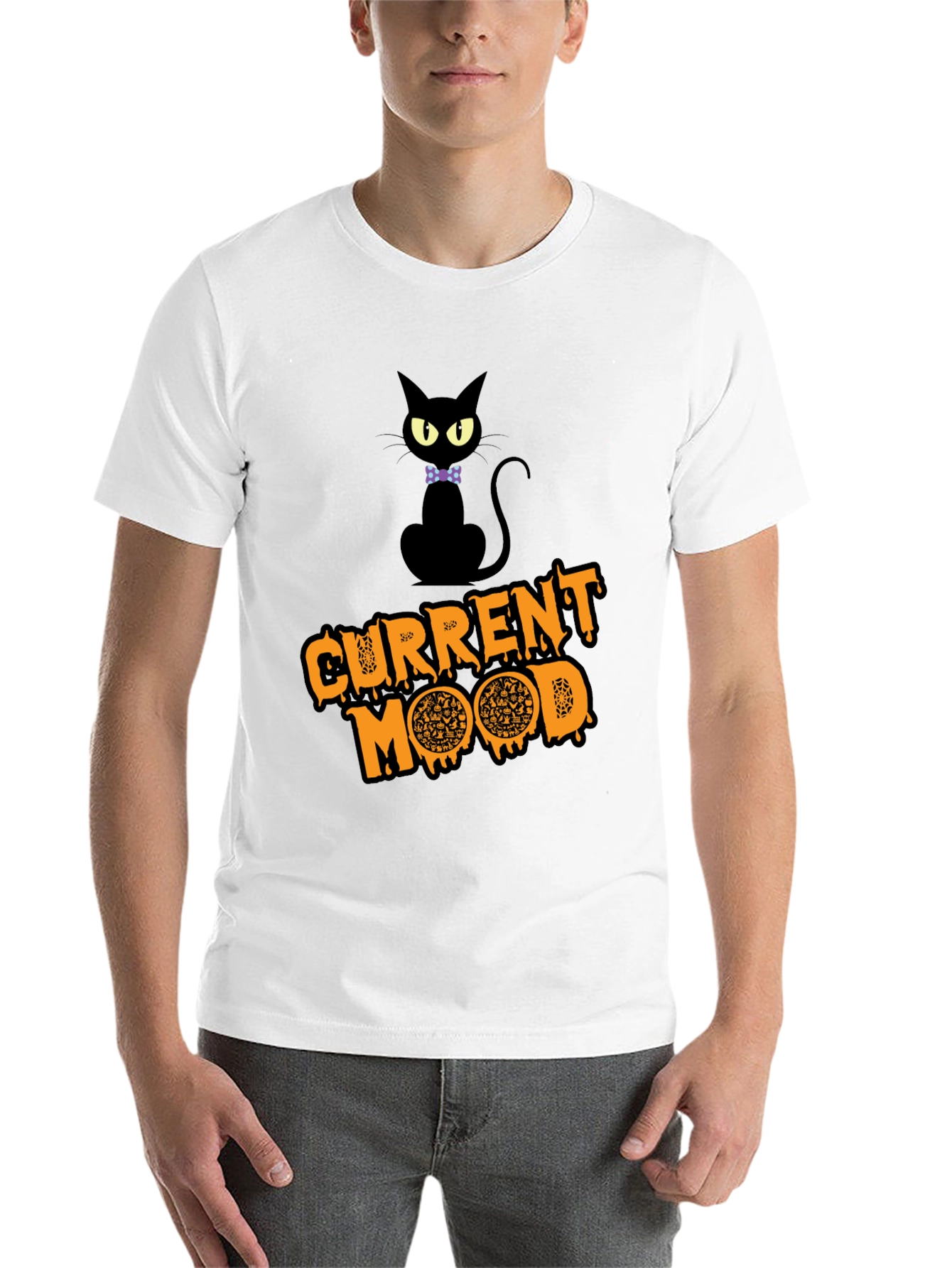 Black Current Mood Pizza Cat T-Shirt view 14