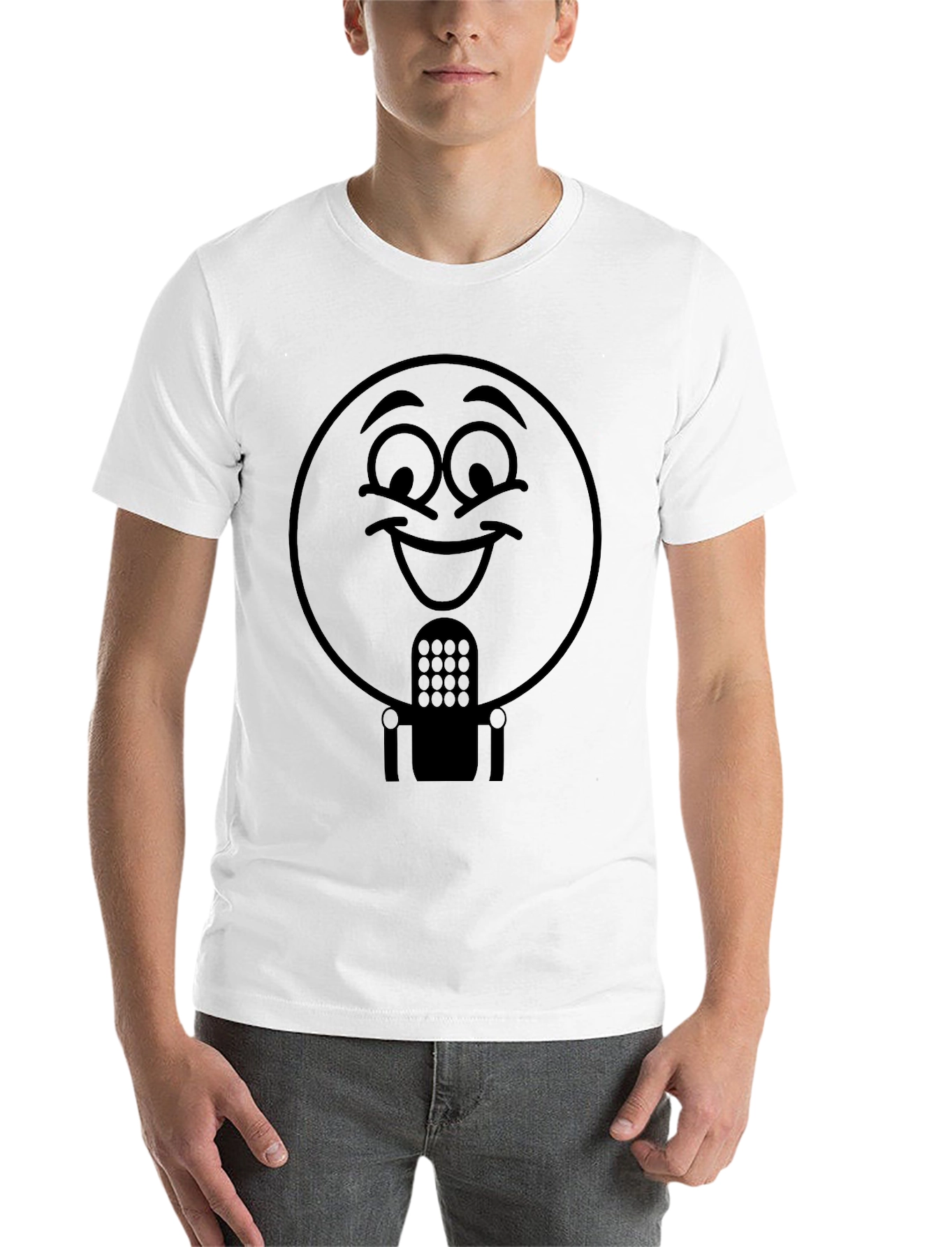 Black Funny Robot Face Graphic T-Shirt view 14