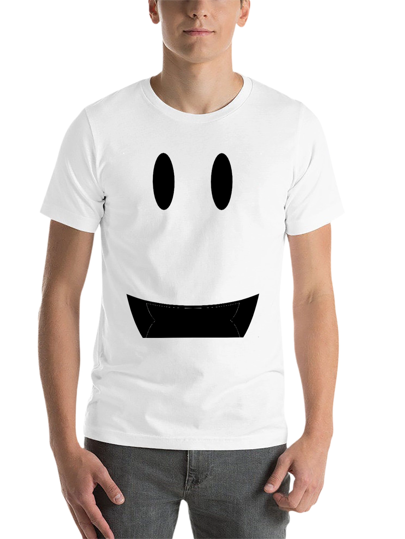 Black Ominous Face Graphic Tee - Black Crew Neck view 14