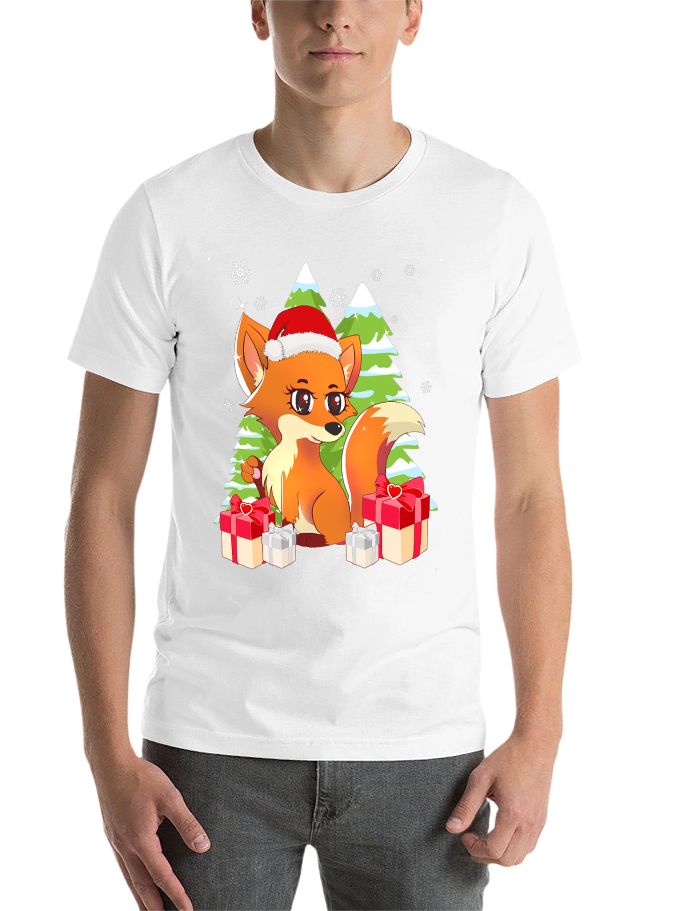 Black Festive Fox Graphic Tee - Holiday Gift view 14