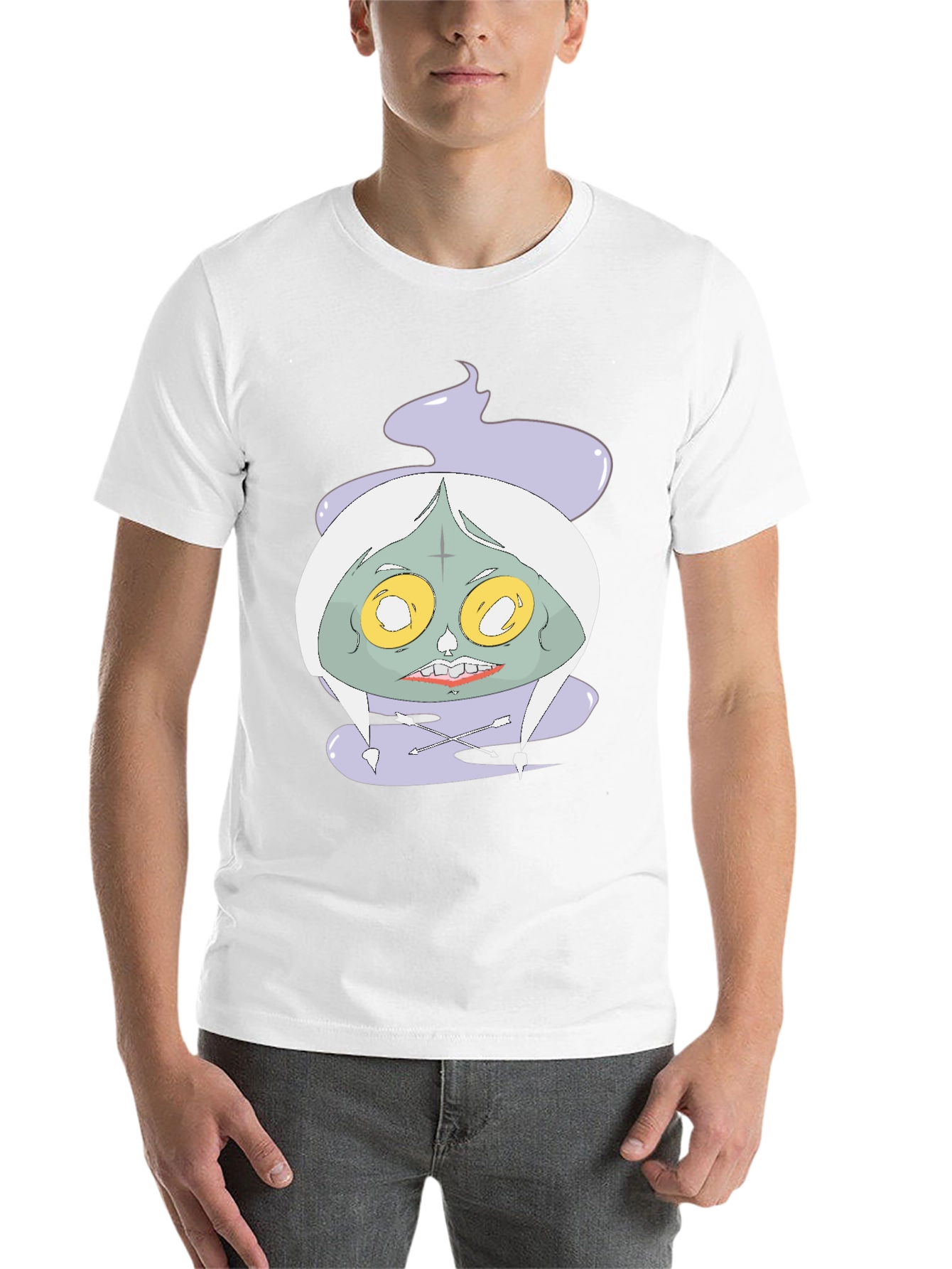 Black Spooky Graphic Tee - Unique Cartoon Zombie Design view 14