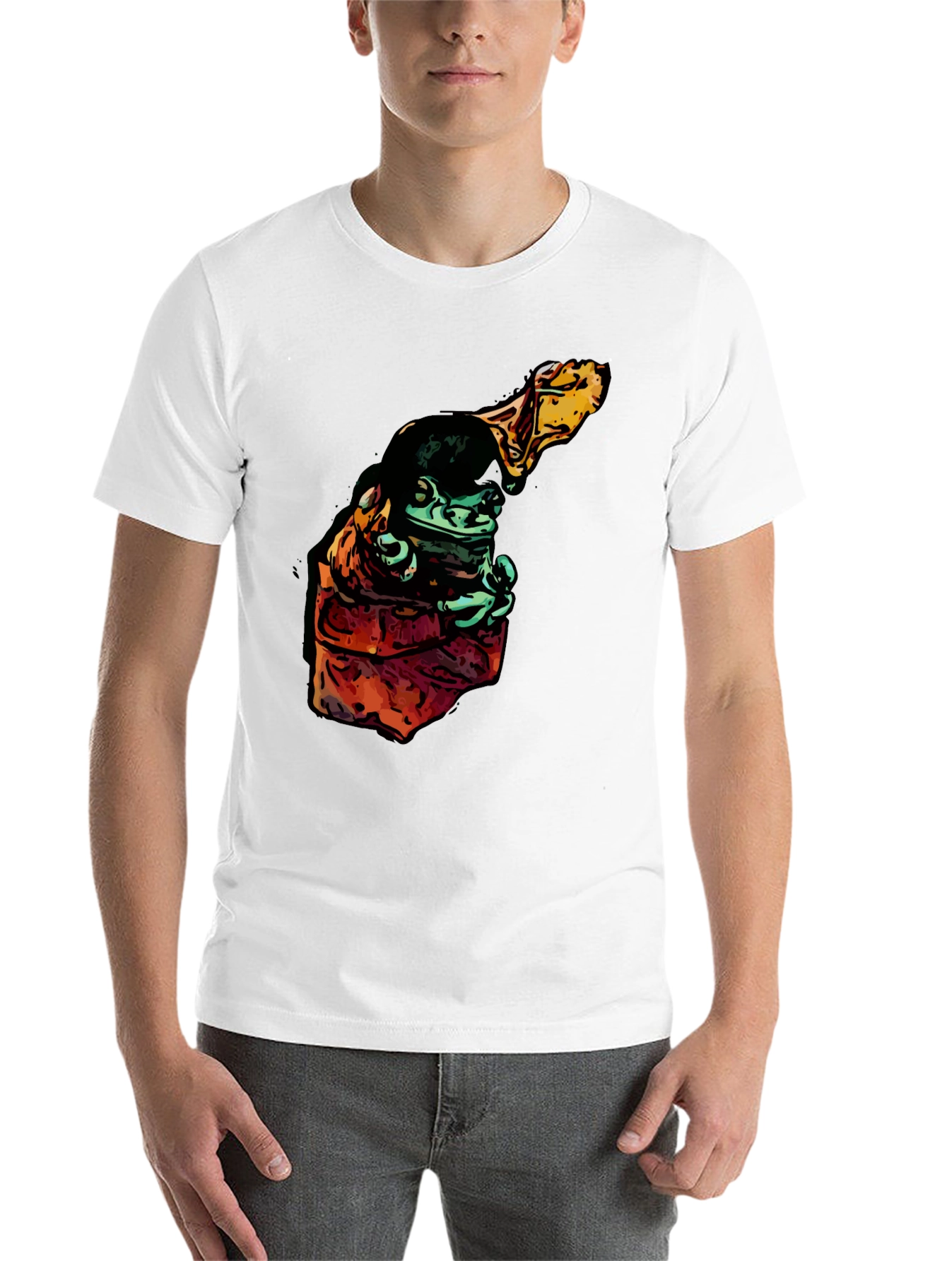 Frog in Hoodie Graphic Tee - Cool Cartoon Style - 14